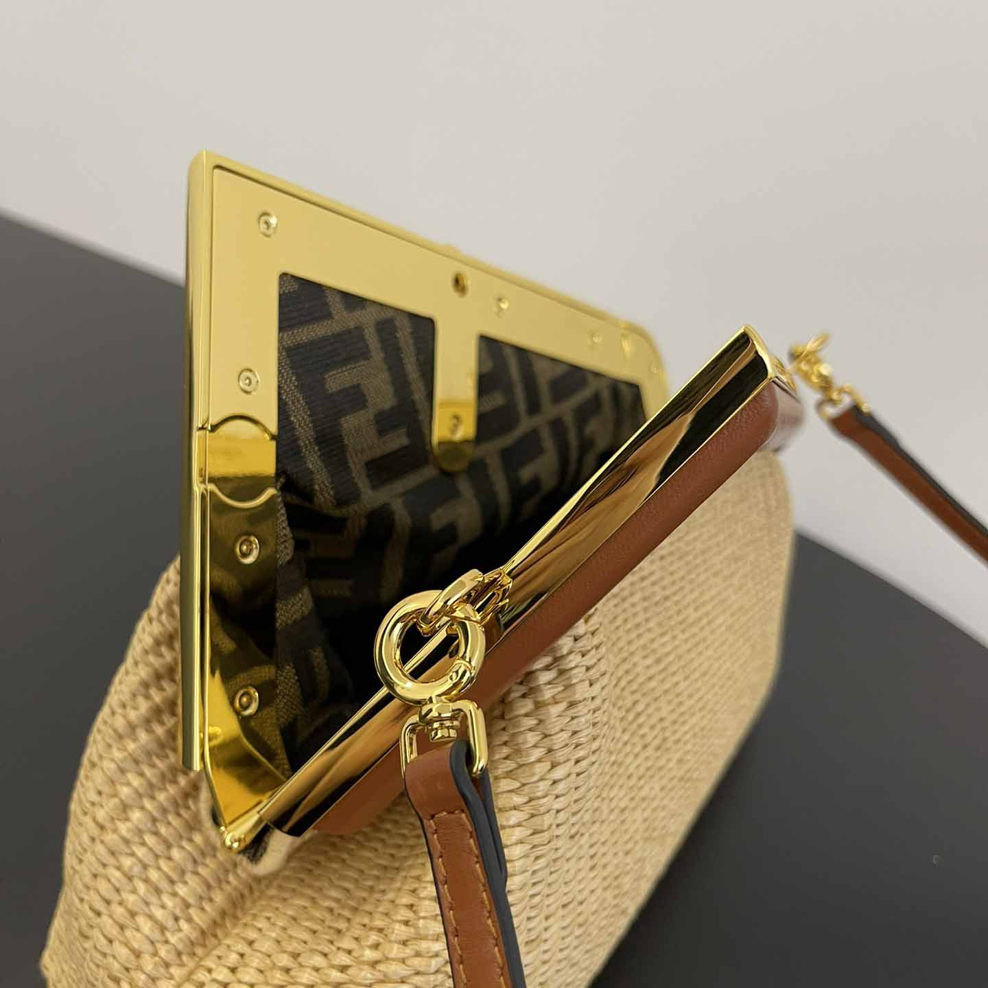 Fendi First Small Natural Straw Bag - PerfectKickZ