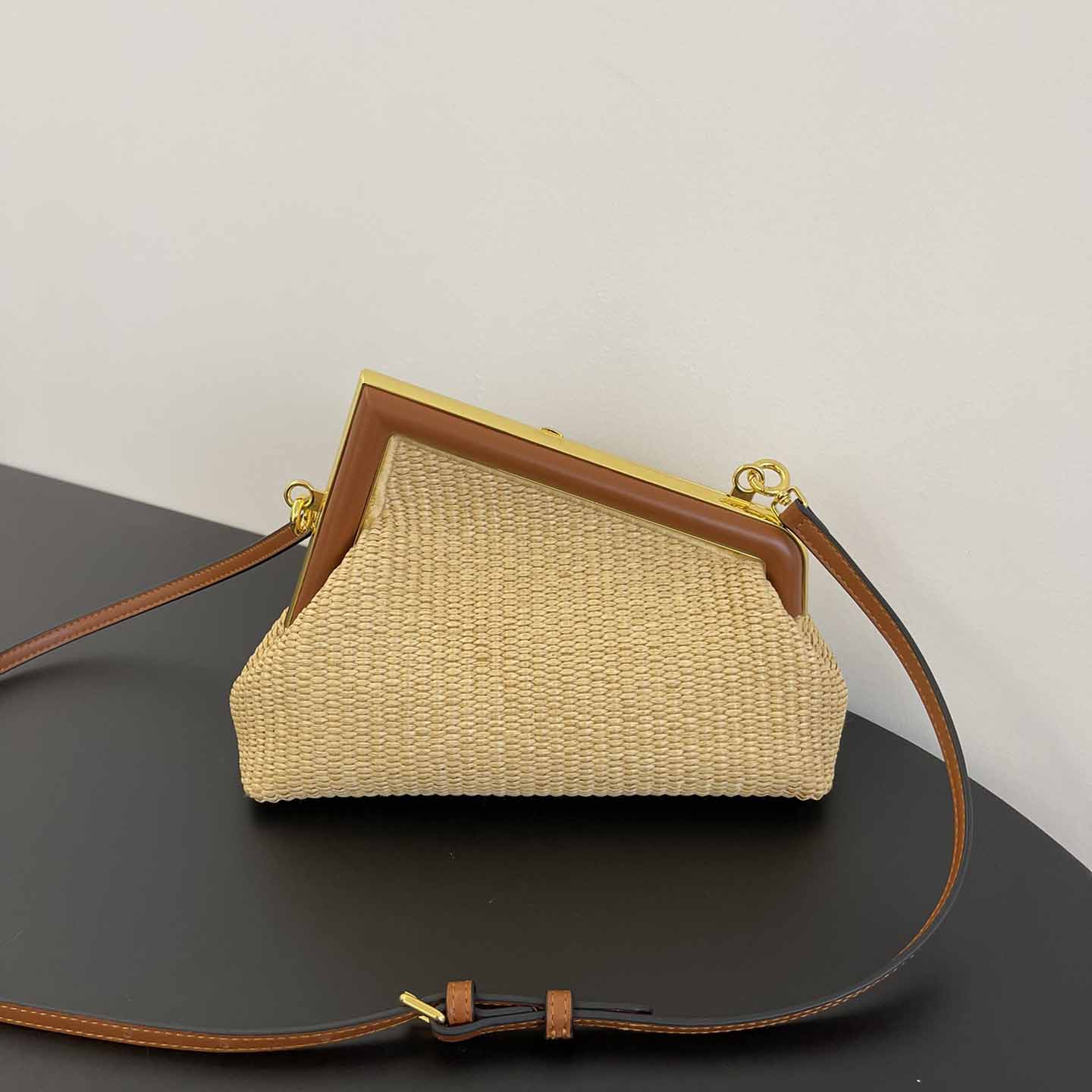 Fendi First Small Natural Straw Bag - PerfectKickZ
