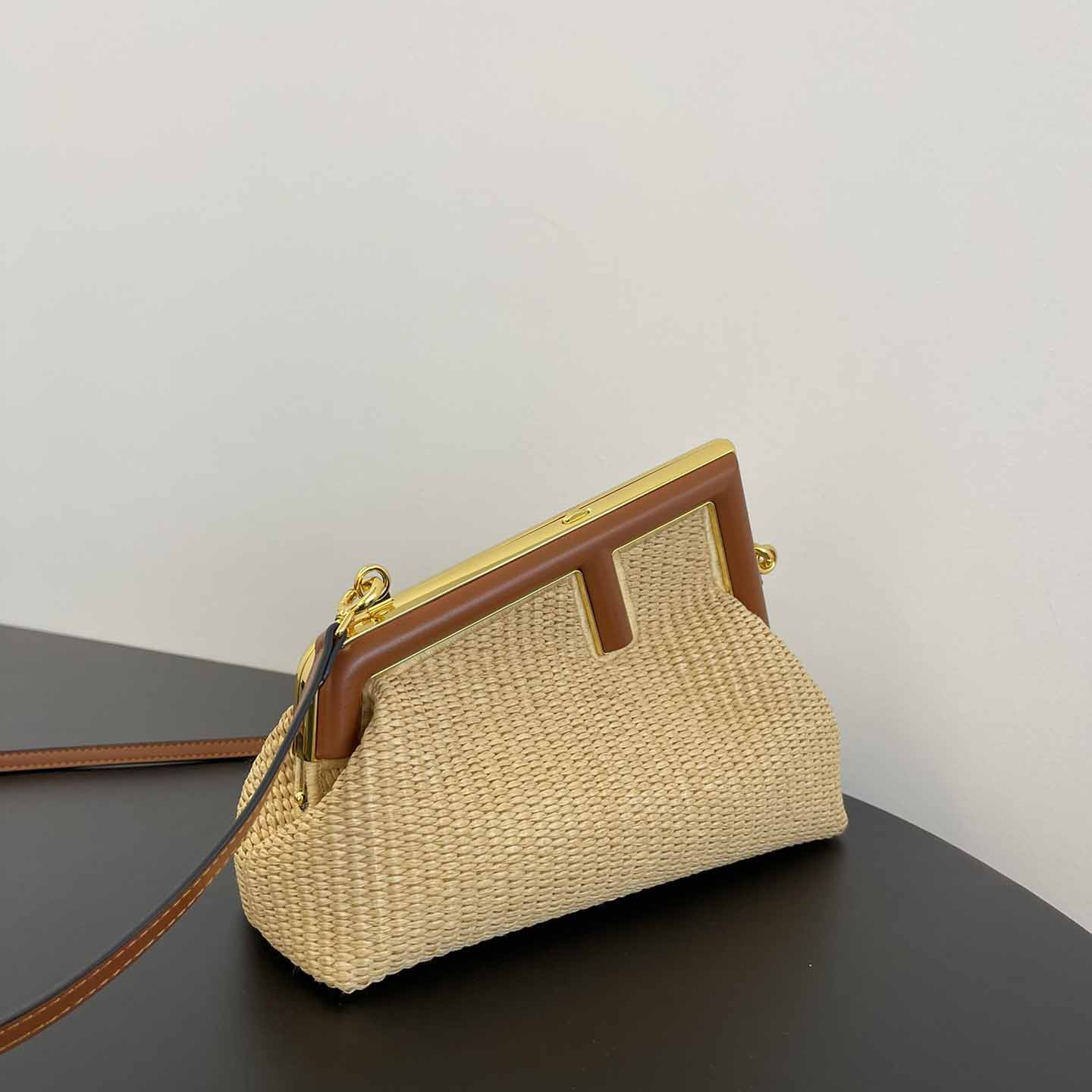 Fendi First Small Natural Straw Bag - PerfectKickZ