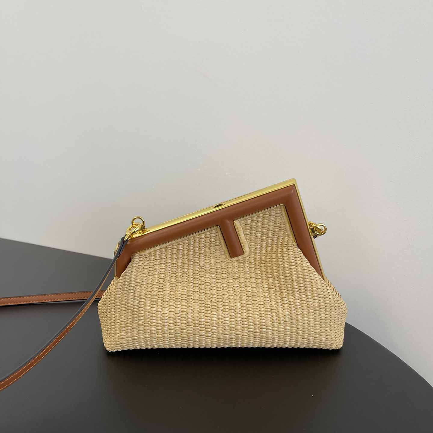 Fendi First Small Natural Straw Bag - PerfectKickZ