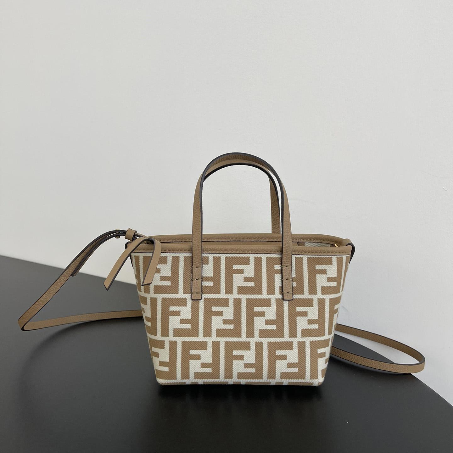 Fendi Mini Roll FF Beige Jacquard Mini Bag - PerfectKickZ