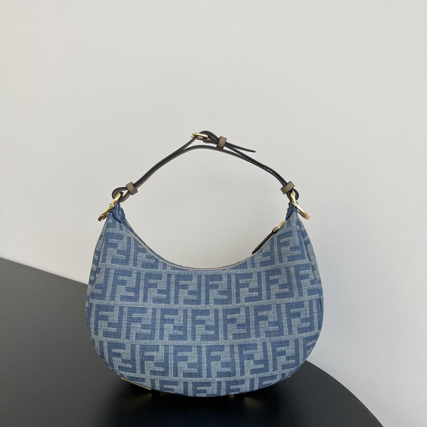 Fendi Fendigraphy Small Light Blue FF Denim Fabric Bag - PerfectKickZ