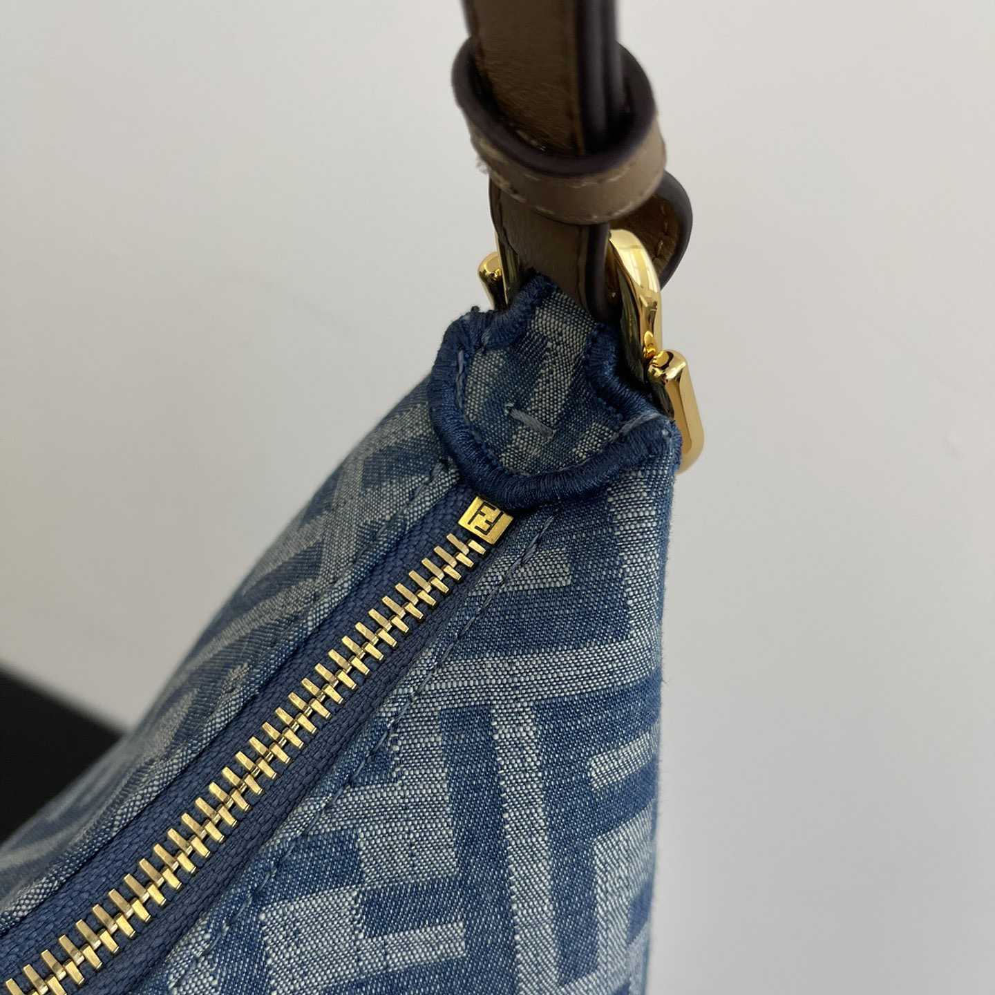 Fendi Fendigraphy Small Light Blue FF Denim Fabric Bag - PerfectKickZ