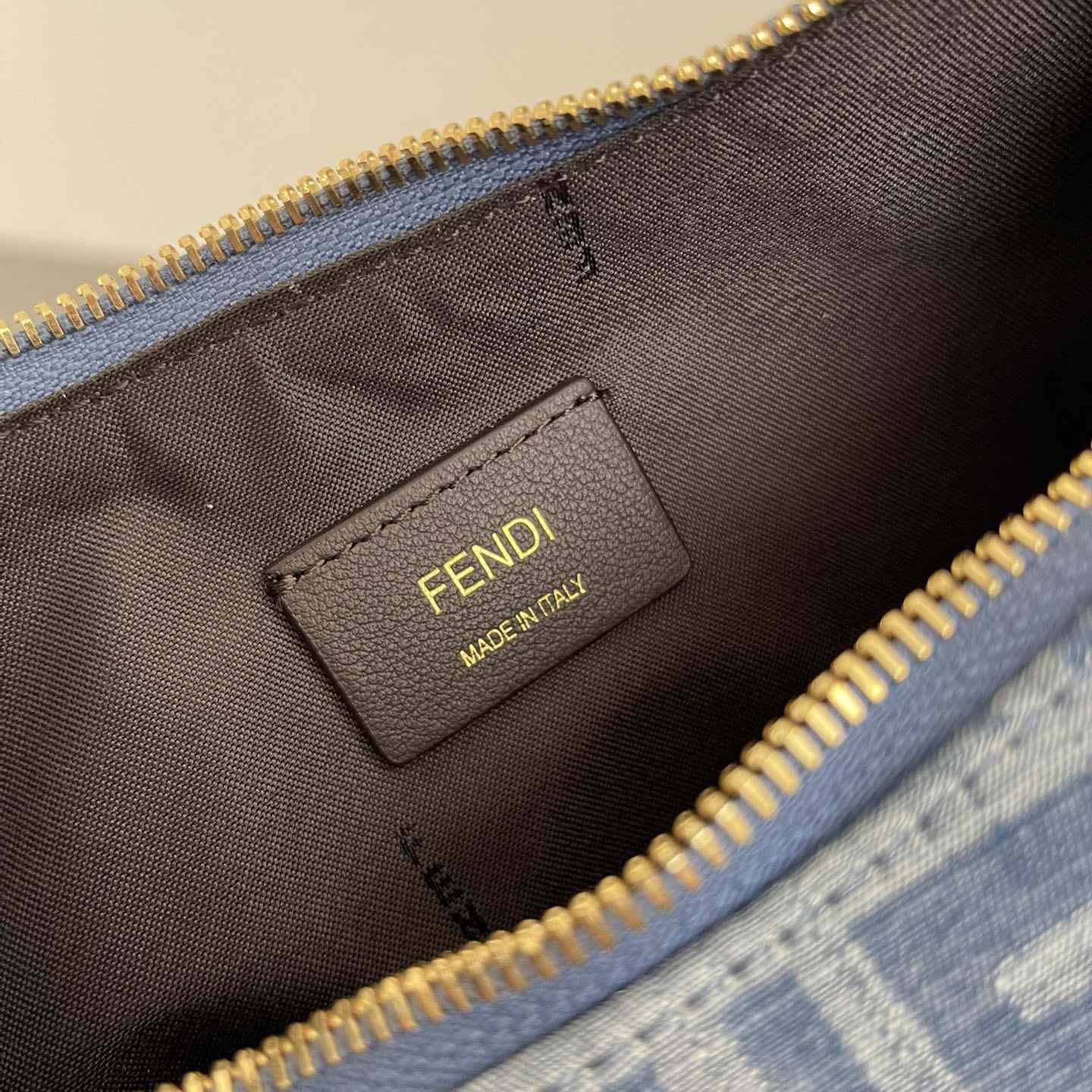 Fendi Fendigraphy Small Light Blue FF Denim Fabric Bag - PerfectKickZ