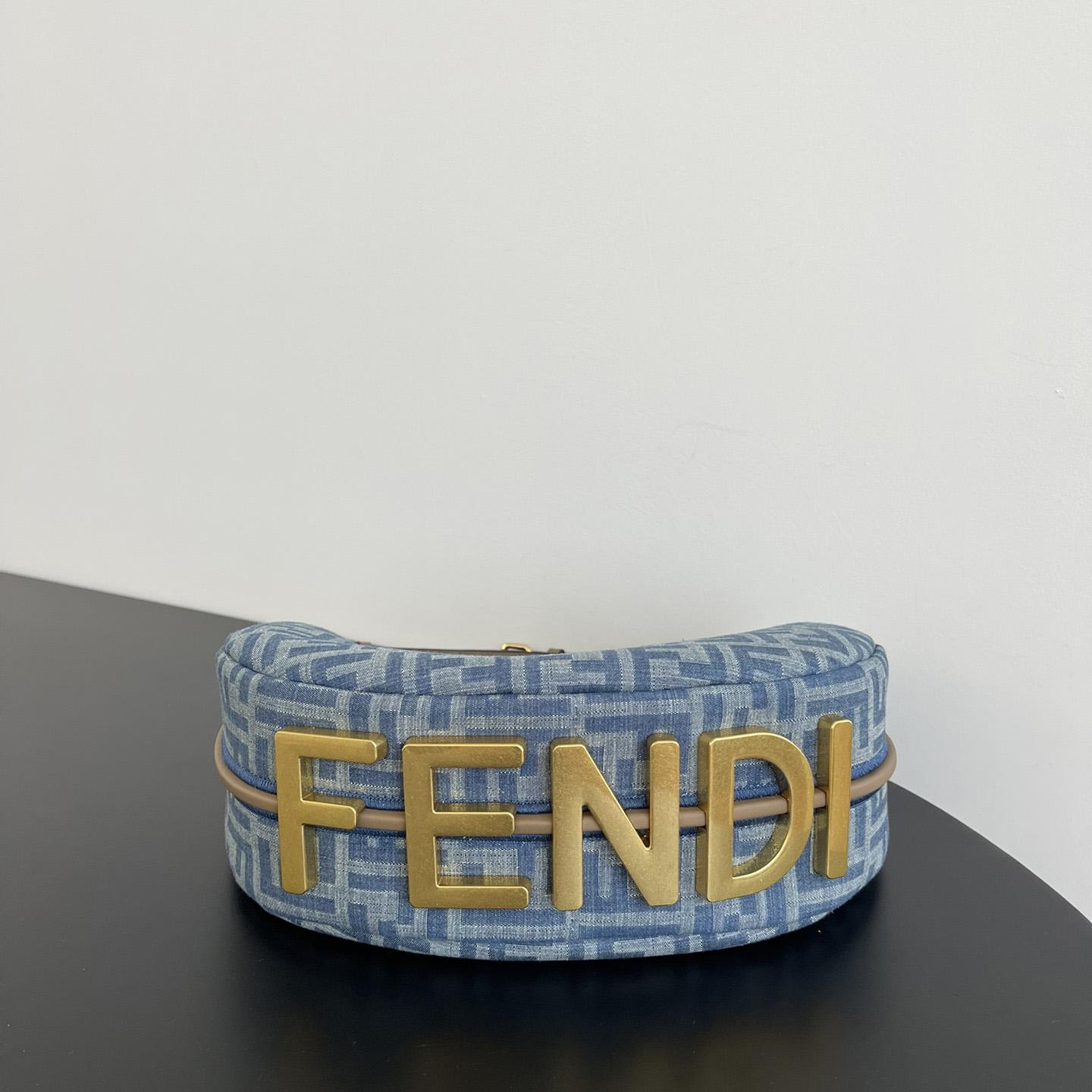 Fendi Fendigraphy Small Light Blue FF Denim Fabric Bag - PerfectKickZ