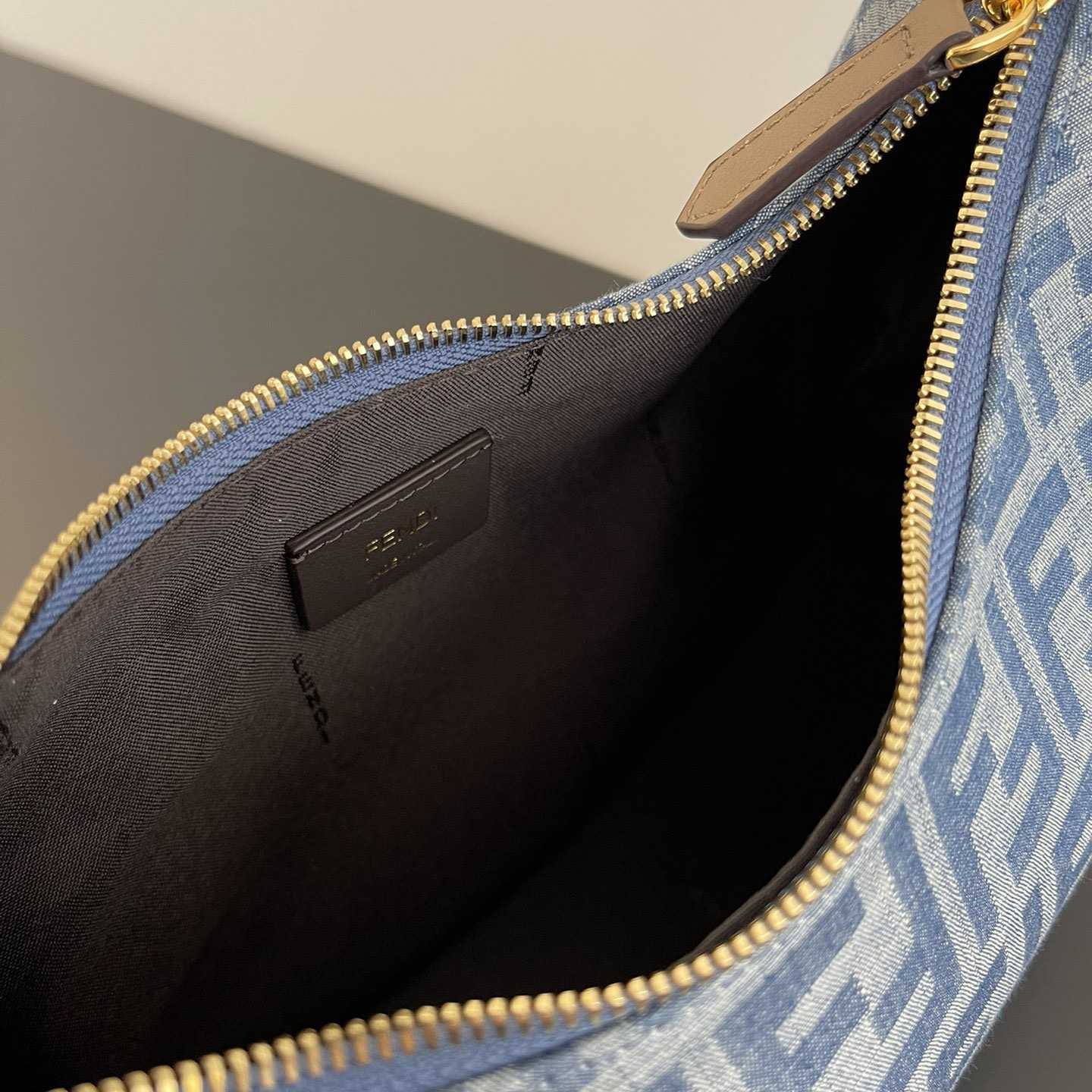 Fendi Fendigraphy Small Light Blue FF Denim Fabric Bag - PerfectKickZ