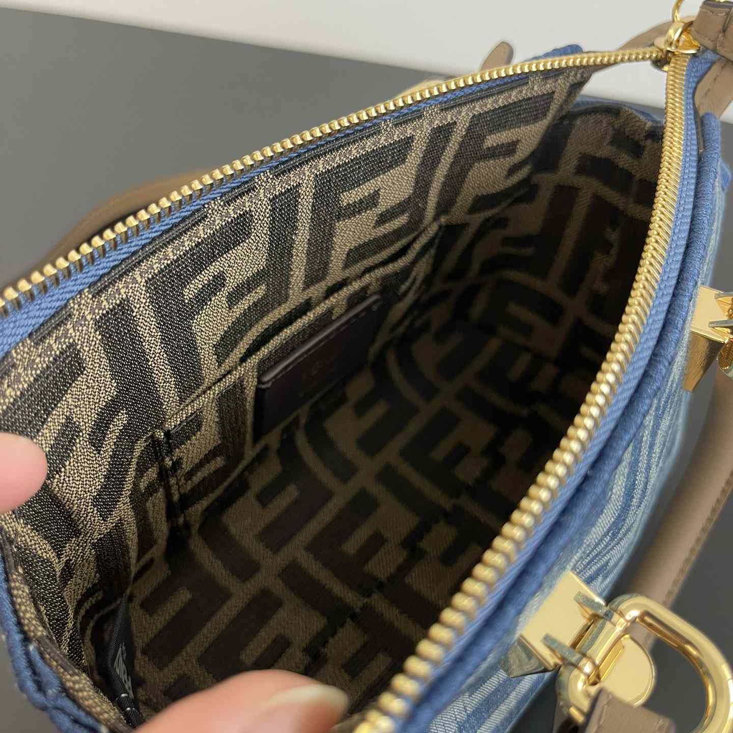 Fendi By The Way Mini Light blue FF Denim Fabric Mini Bag - PerfectKickZ
