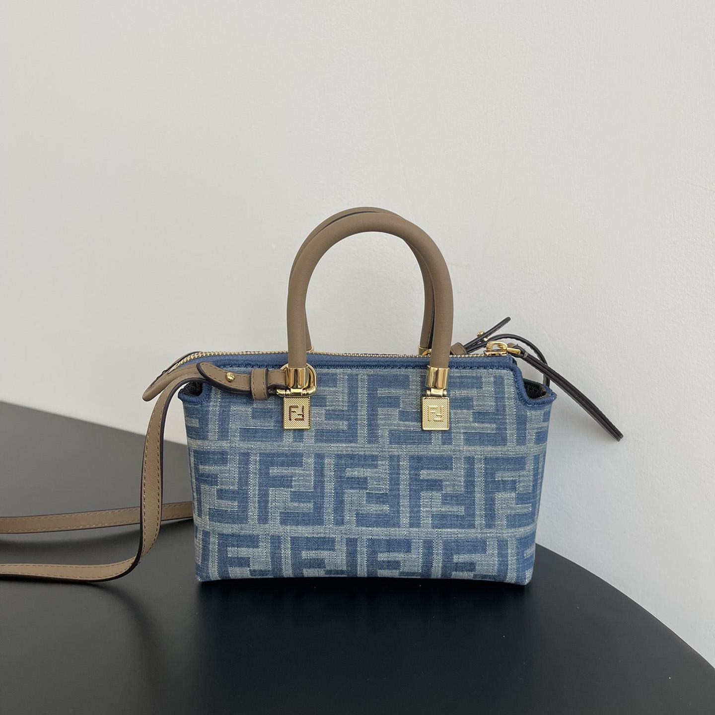 Fendi By The Way Mini Light blue FF Denim Fabric Mini Bag - PerfectKickZ