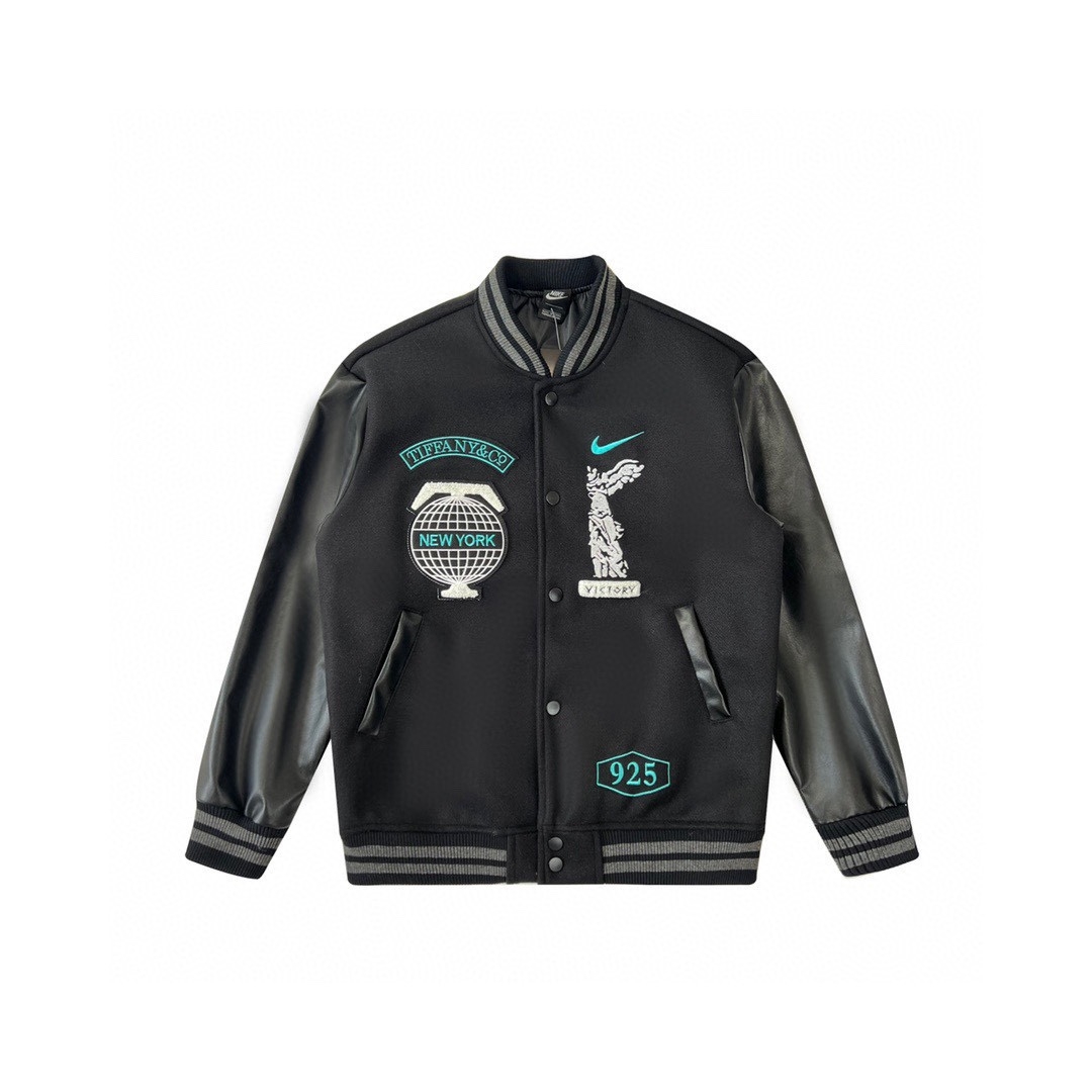 Tiffany And Co Nike Black Varsity Bomber Jacket - PerfectKickZ