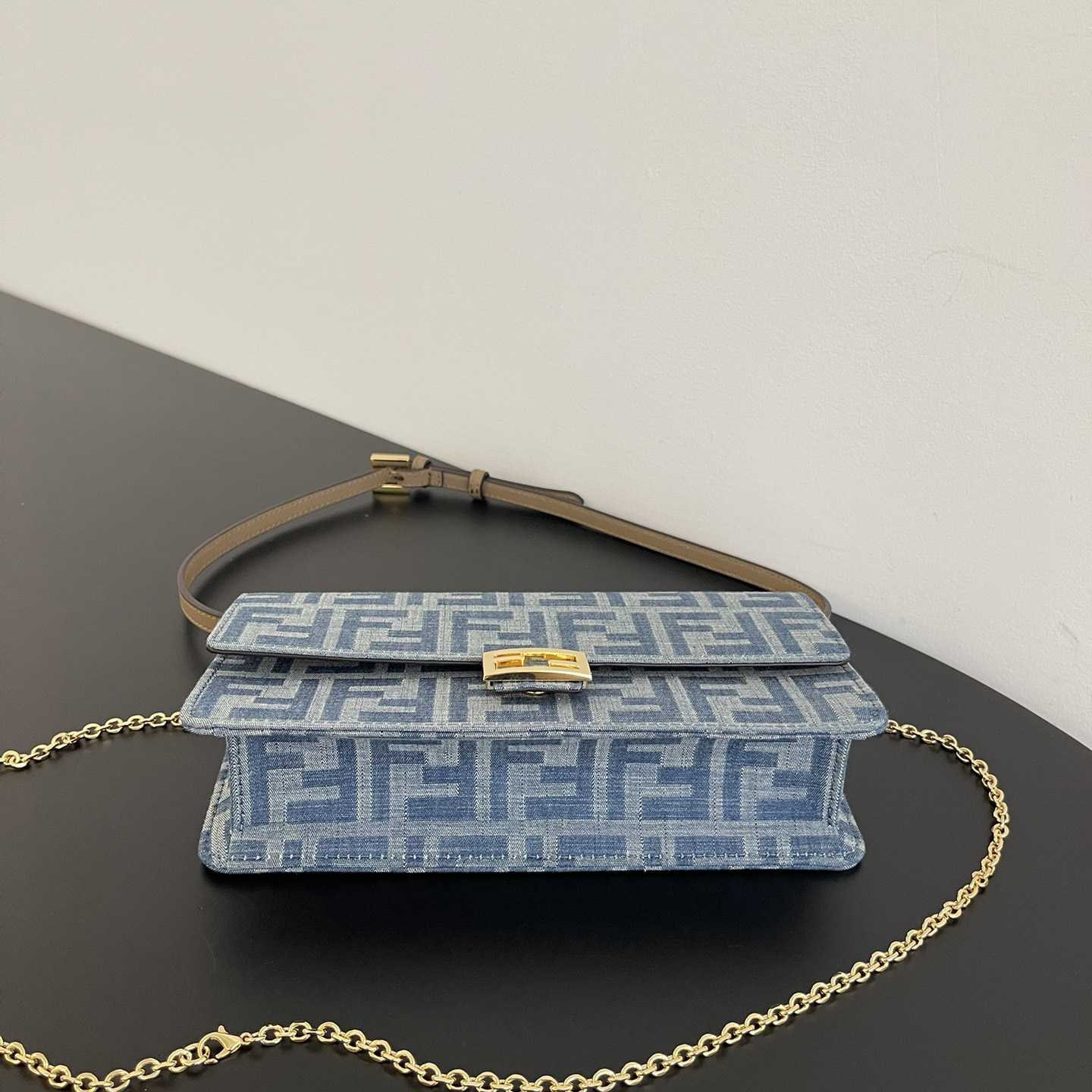 Fendi Wallet On Chain Baguette Light Blue FF Denim Fabric Wallet - PerfectKickZ