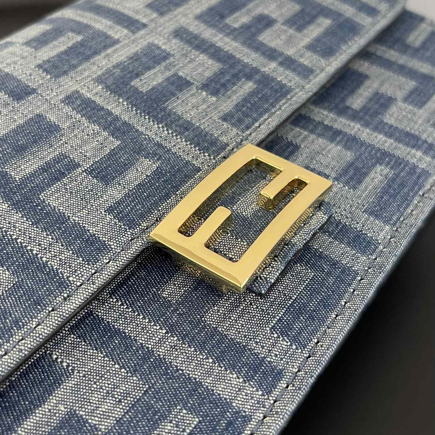 Fendi Wallet On Chain Baguette Light Blue FF Denim Fabric Wallet - PerfectKickZ