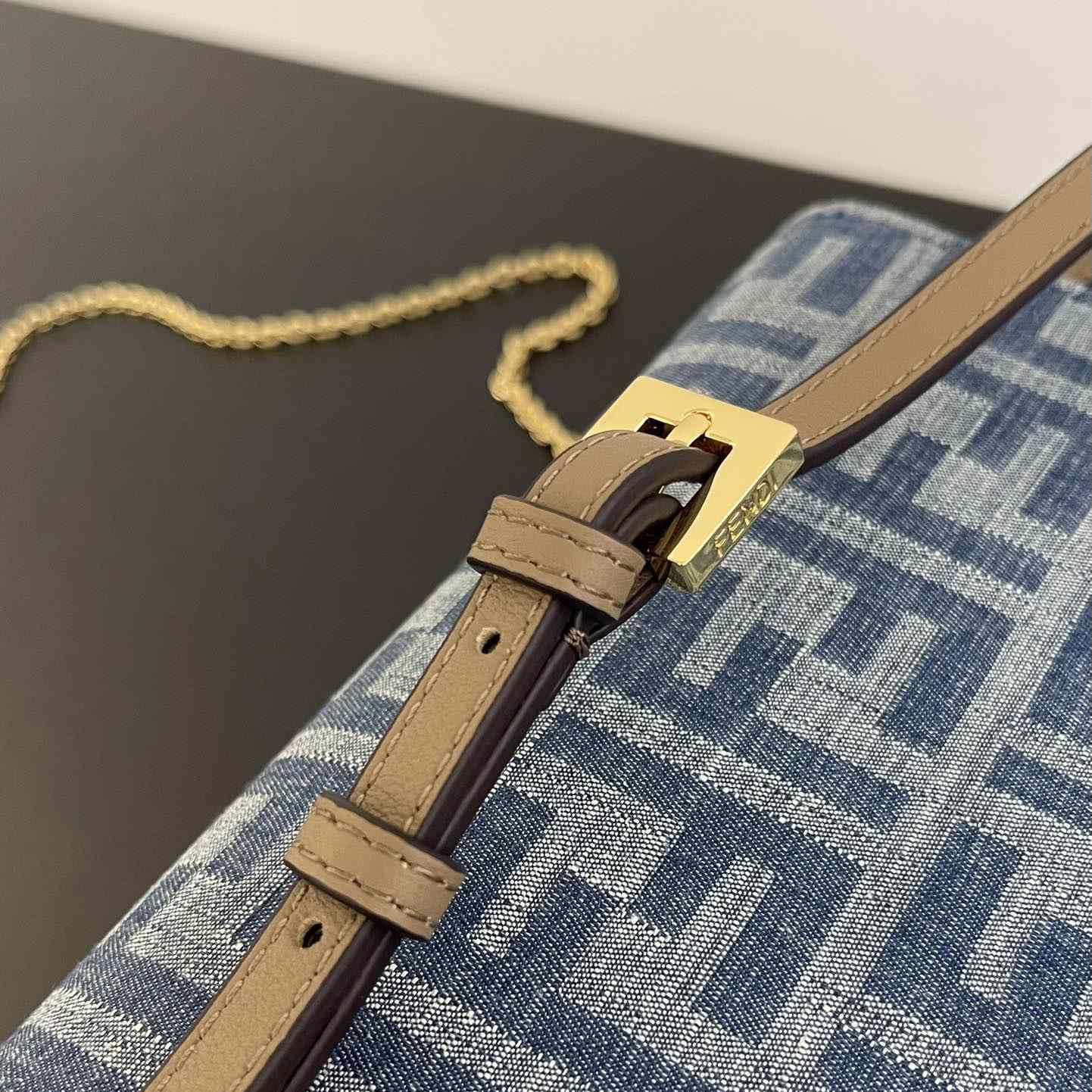 Fendi Wallet On Chain Baguette Light Blue FF Denim Fabric Wallet - PerfectKickZ