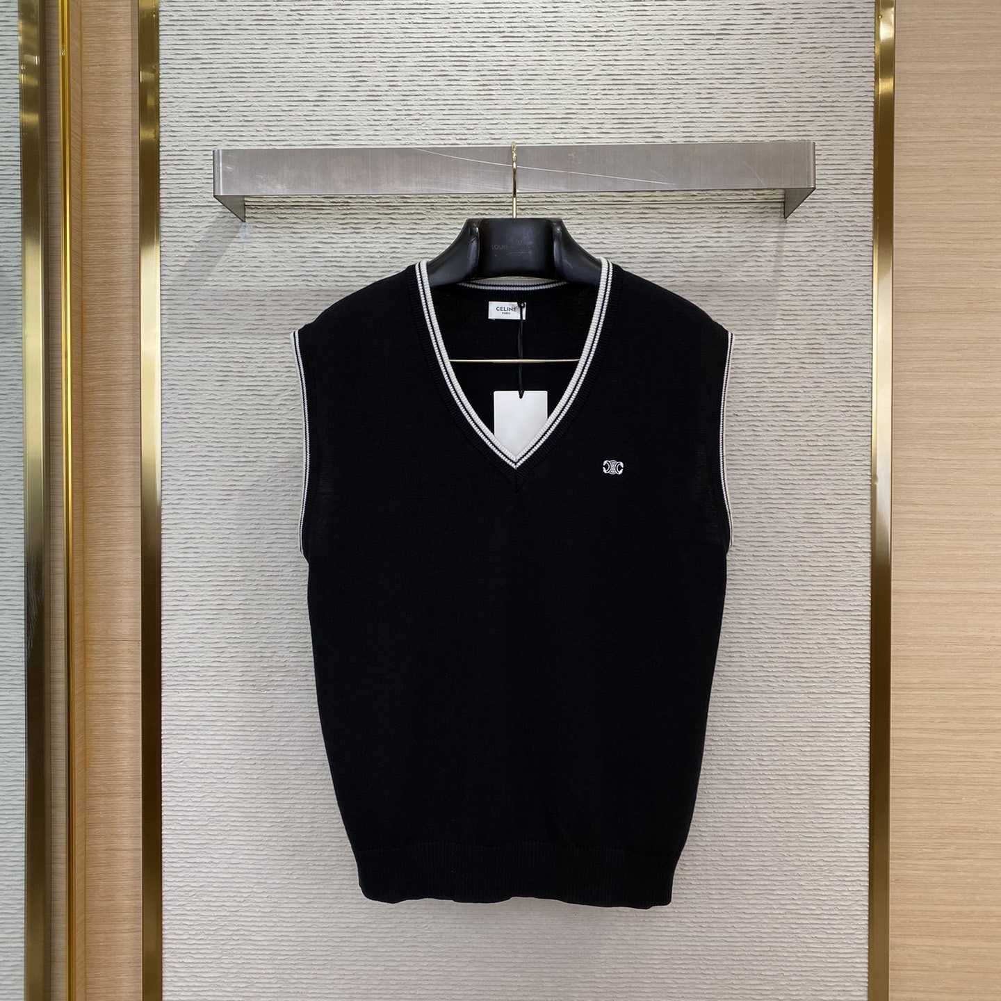 Celine Triomphe V-Neck Wool Sweater Vest - PerfectKickZ