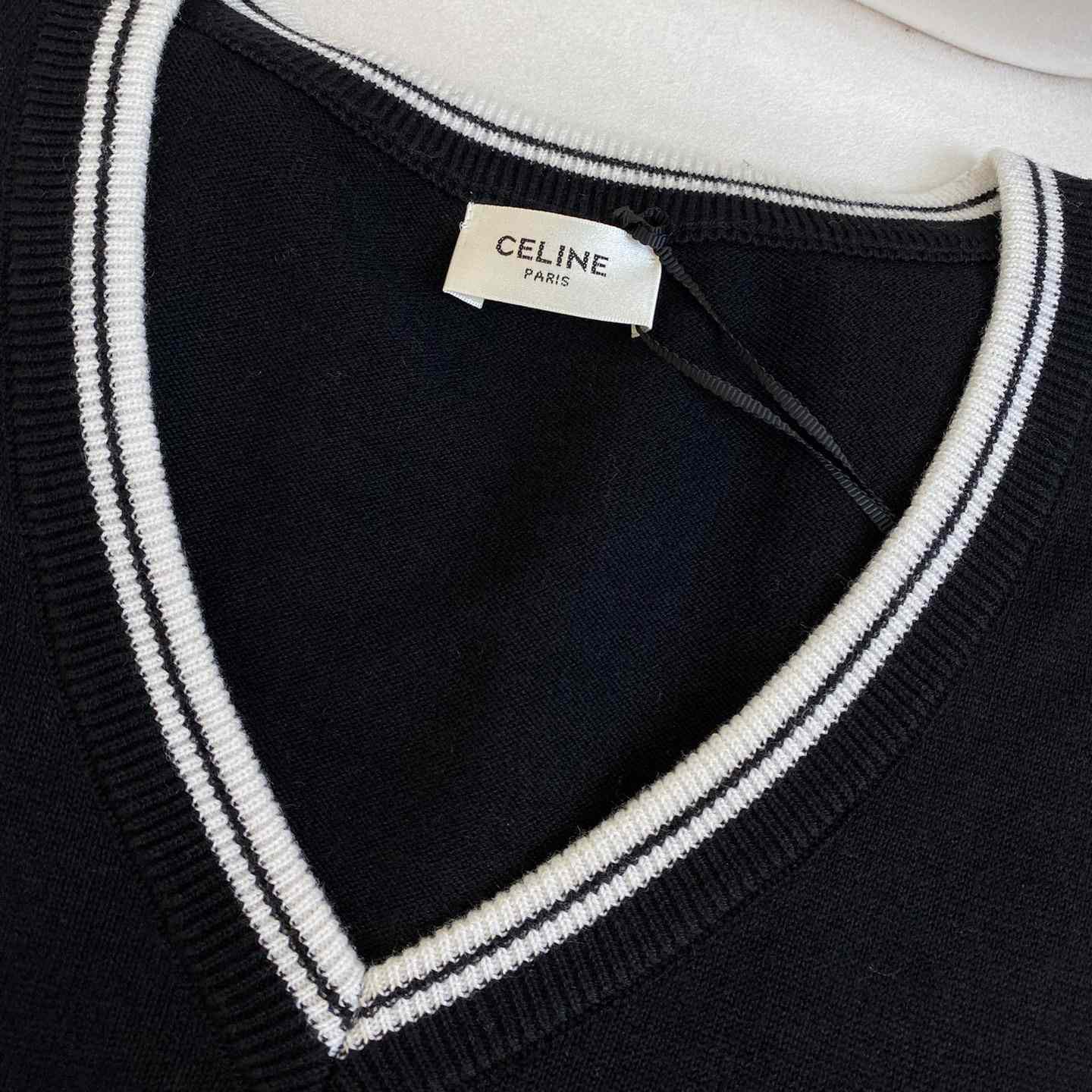 Celine Triomphe V-Neck Wool Sweater Vest - PerfectKickZ