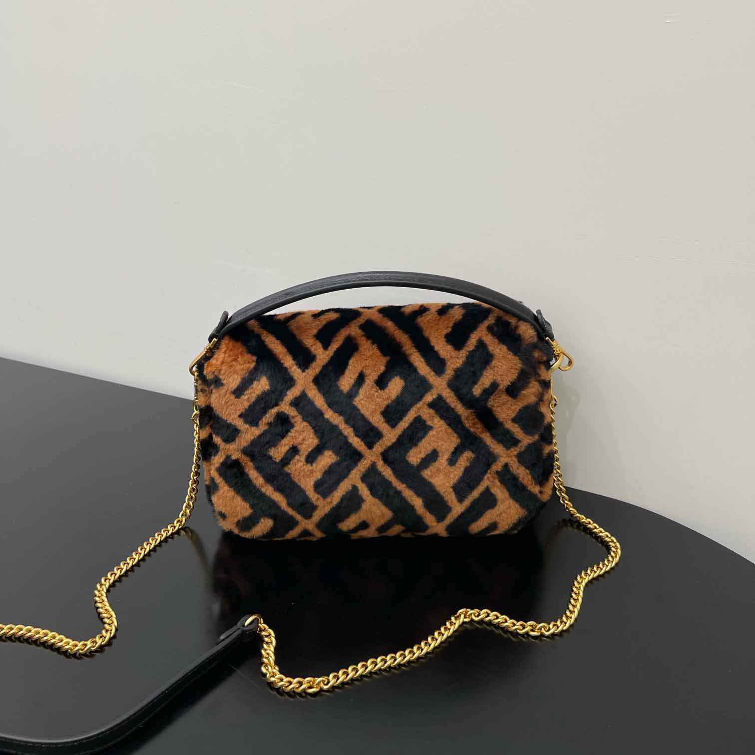 Fendi Mini Baguette Brown Sheepskin Bag - PerfectKickZ