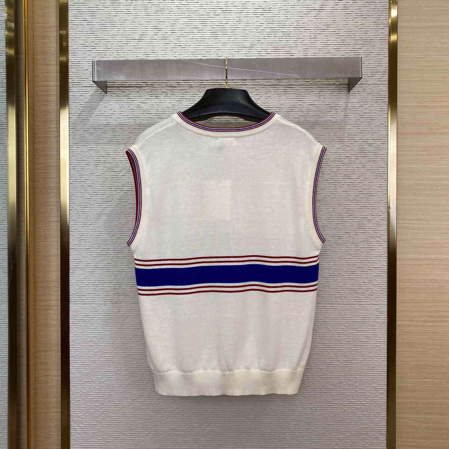 Celine Pull Sans Manches Triomphe 'Ecru/Blue/Red' - 