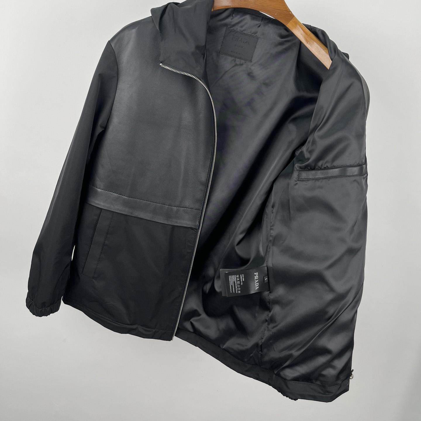 Prada Silk And Leather Blouson Jacket - PerfectKickZ