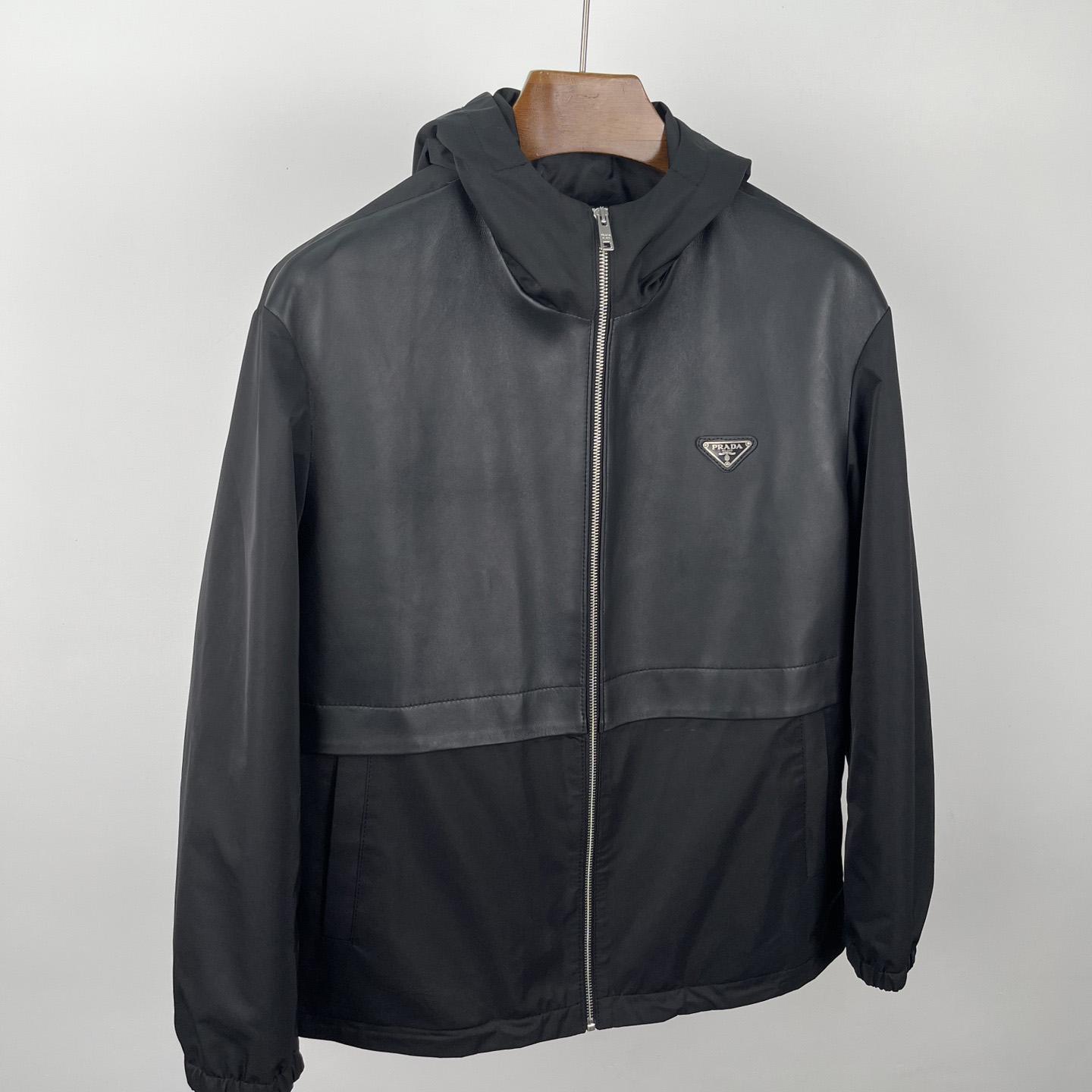 Prada Silk And Leather Blouson Jacket - PerfectKickZ