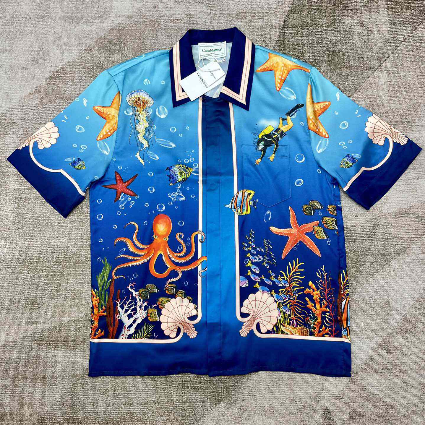 Casablanca  Silk Drawstring Short-Sleeve Shirt   CA3456 - PerfectKickZ