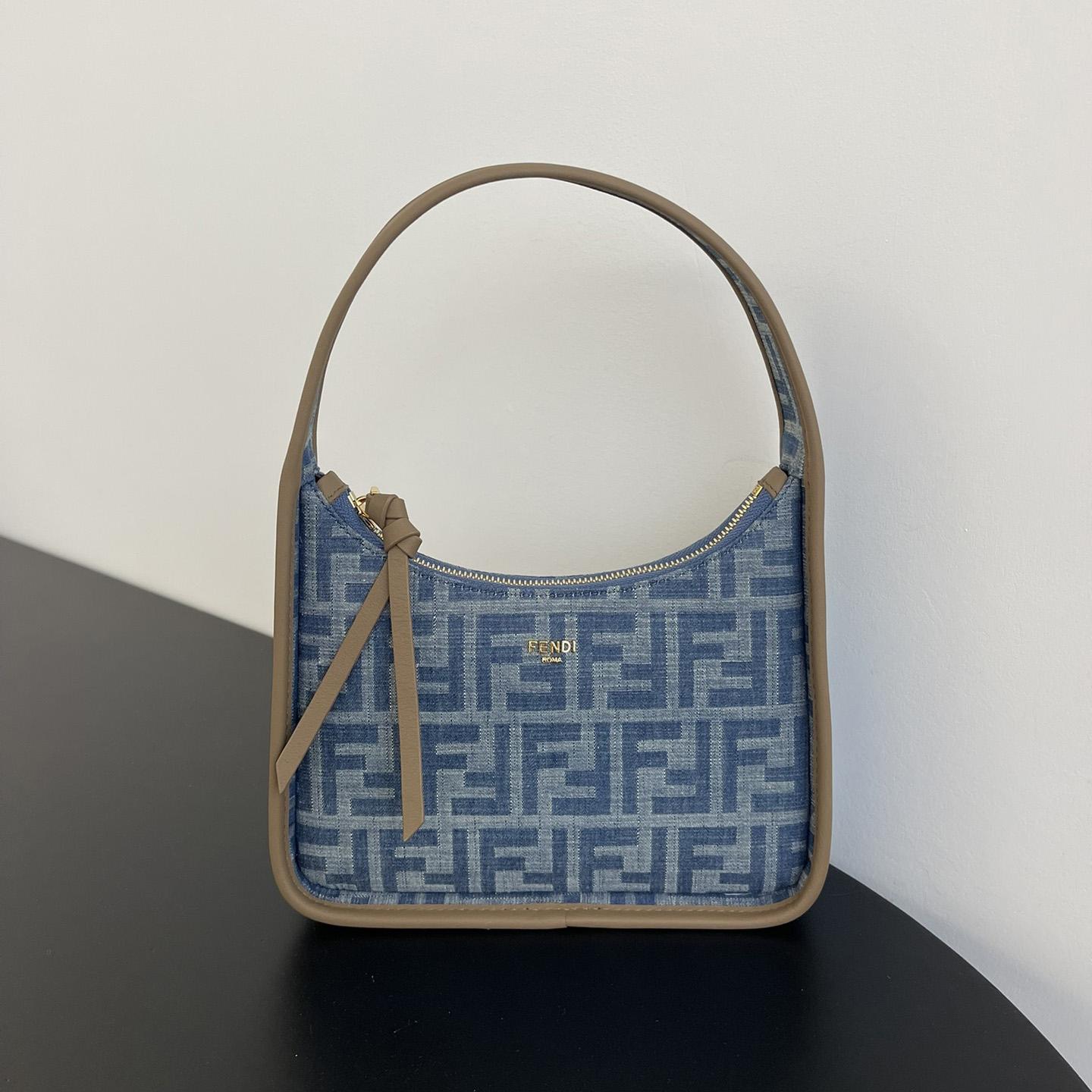 Fendi Mini Fendessence Light Blue FF Denim Fabric Mini Bag - PerfectKickZ