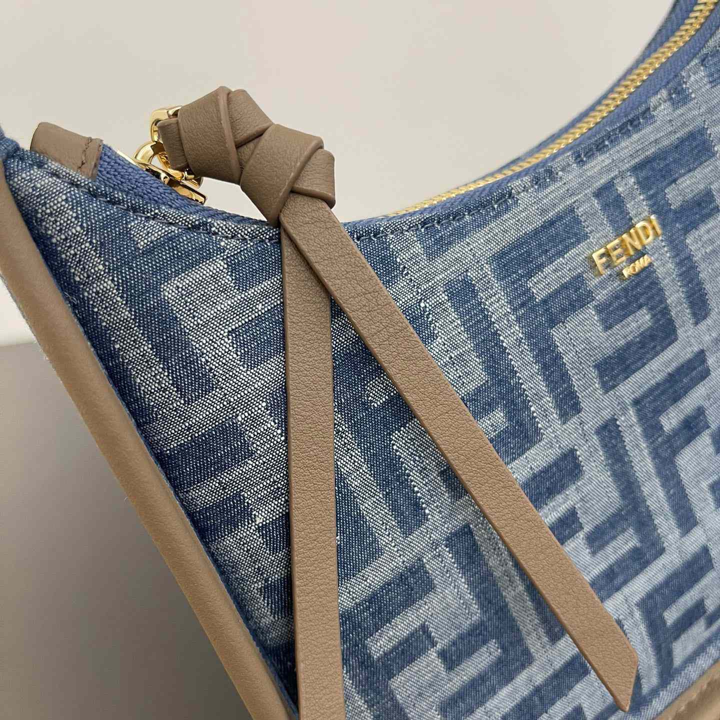 Fendi Mini Fendessence Light Blue FF Denim Fabric Mini Bag - 