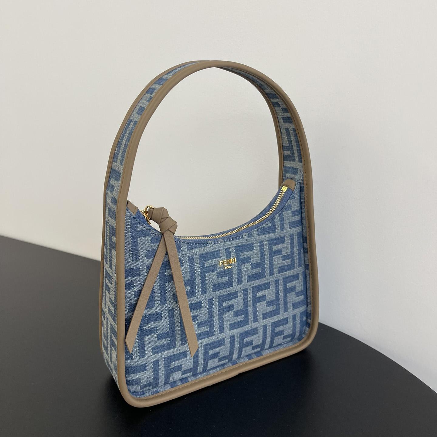 Fendi Mini Fendessence Light Blue FF Denim Fabric Mini Bag - 