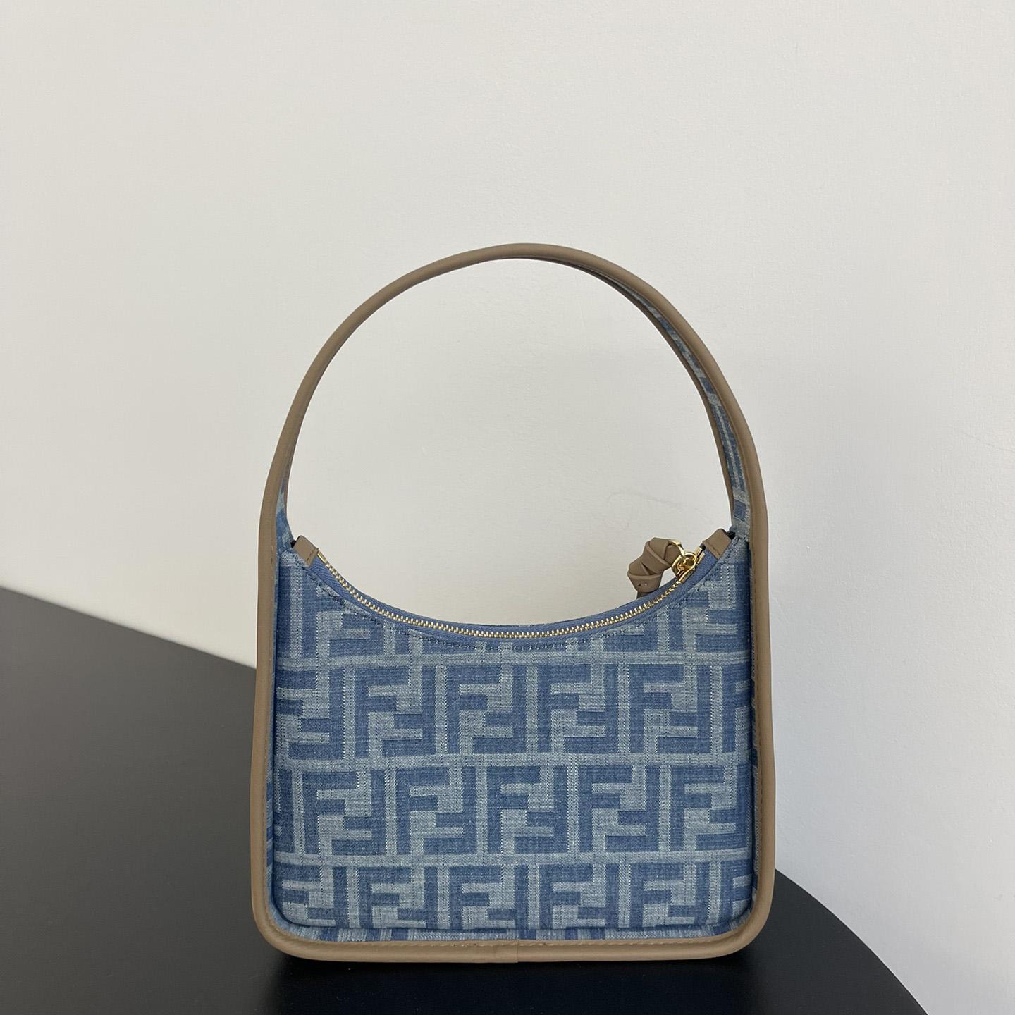 Fendi Mini Fendessence Light Blue FF Denim Fabric Mini Bag - 