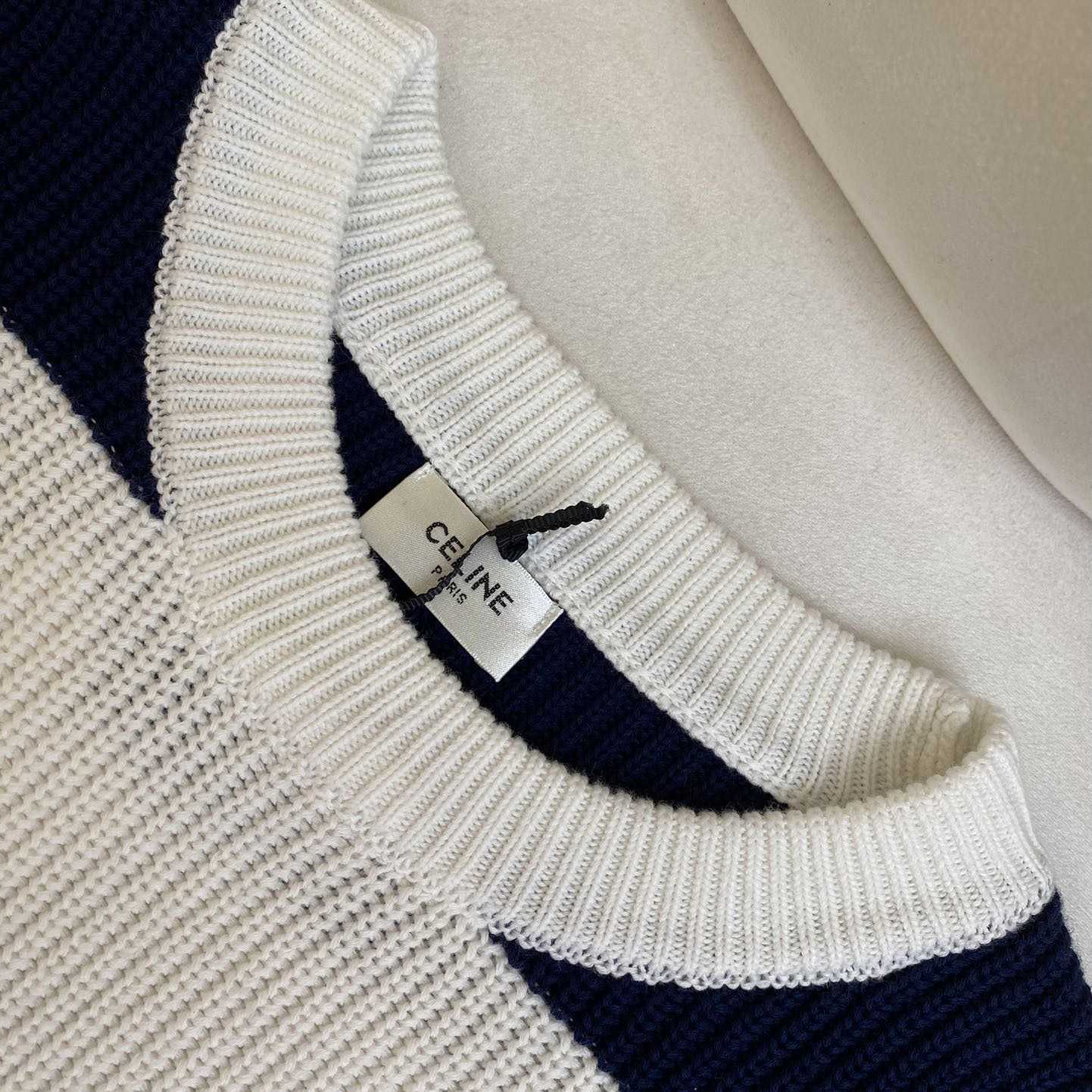 Celine Oversized Sweater In Striped Cotton - 