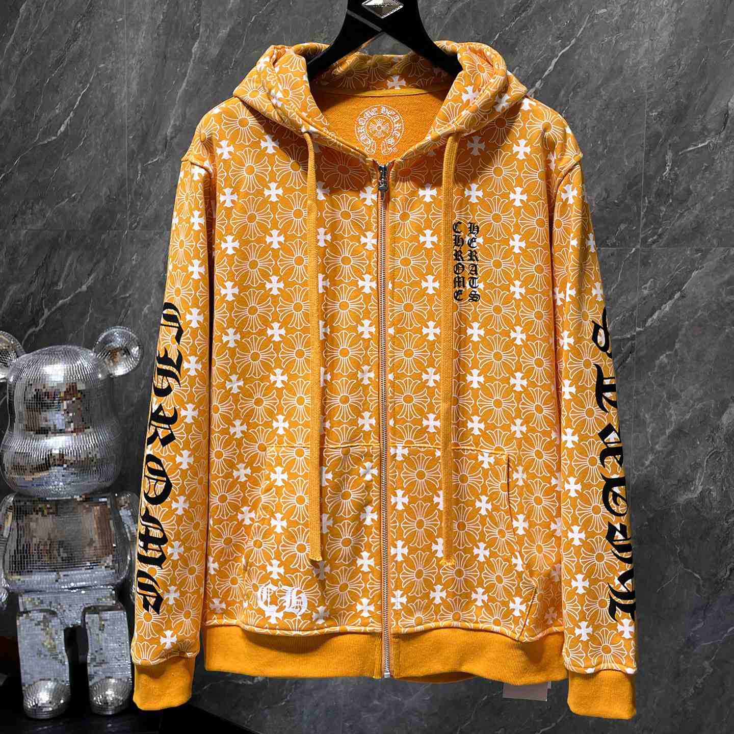 Chrome Hearts Horseshoe Zip Up Hoodie "Motif Orange" - PerfectKickZ