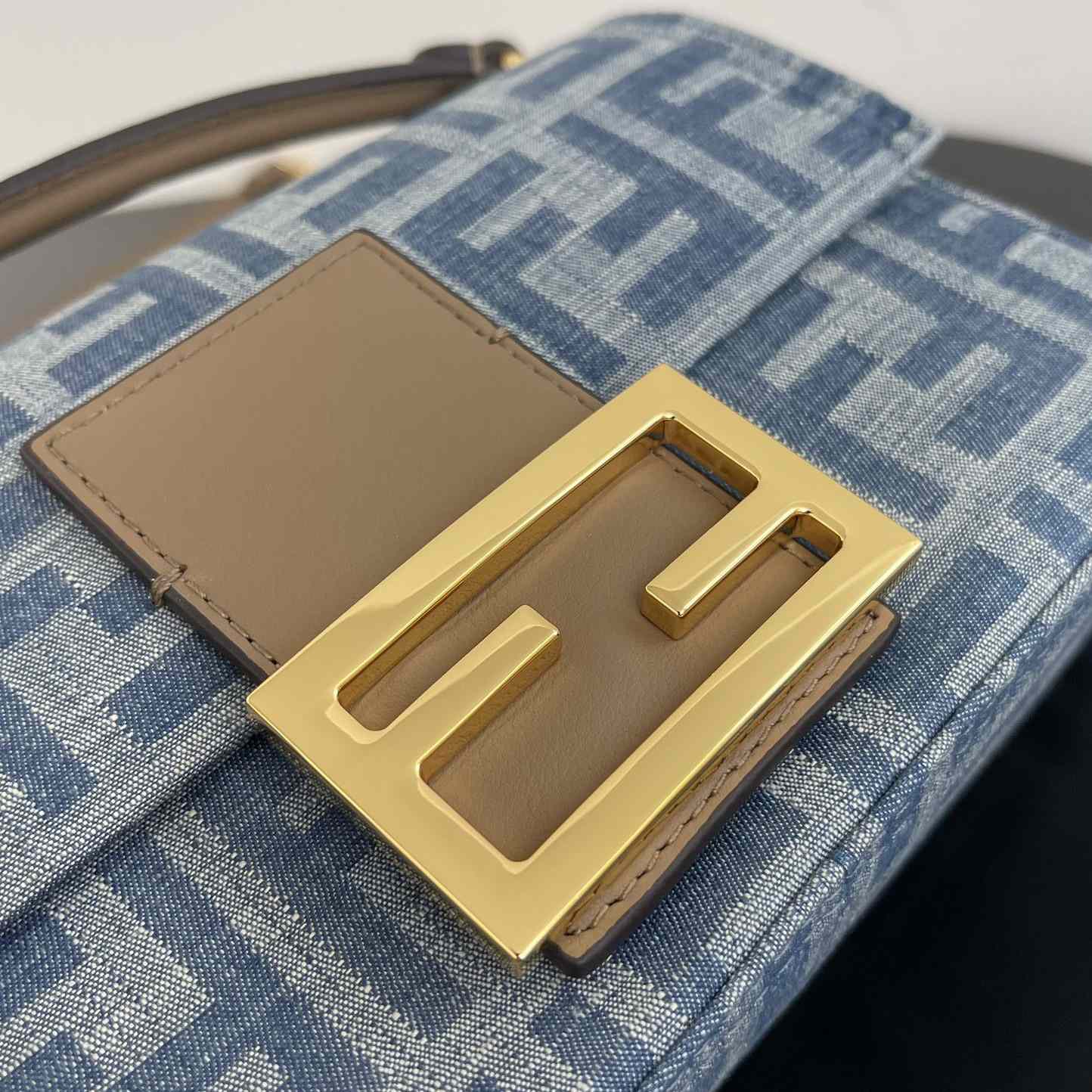 Fendi Baguette Mini Light Blue FF Denim Fabric Bag - PerfectKickZ