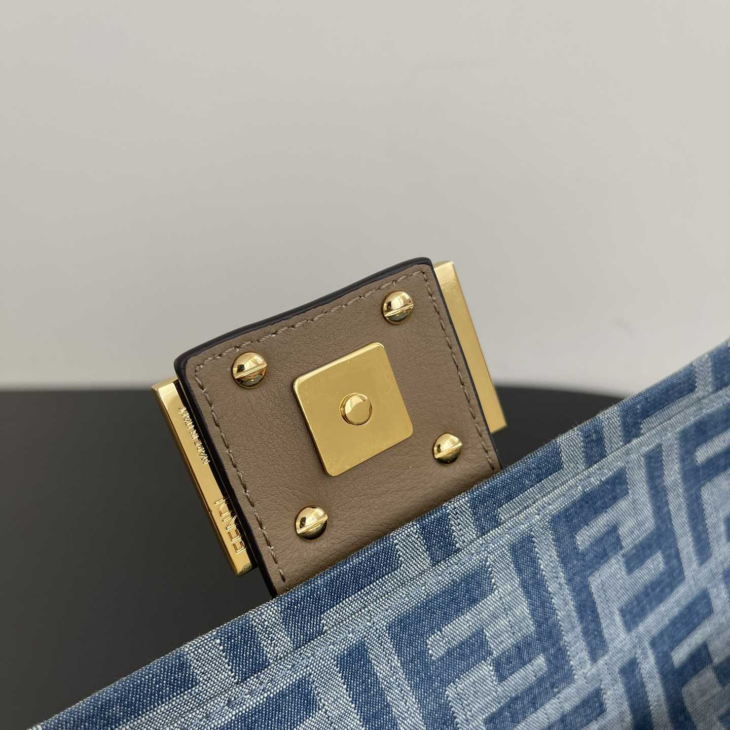 Fendi Baguette Mini Light Blue FF Denim Fabric Bag - 