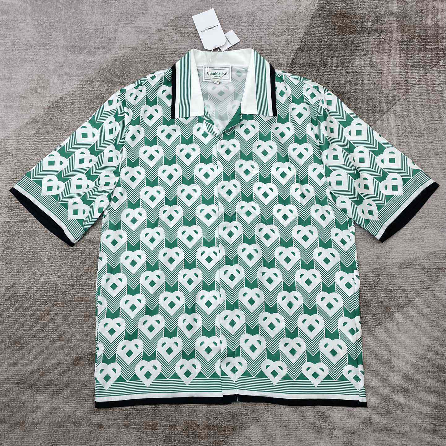 Casablanca Cuban Collar Short-Sleeve Shirt 'Heart Monogram Sport'   CA3482 - PerfectKickZ
