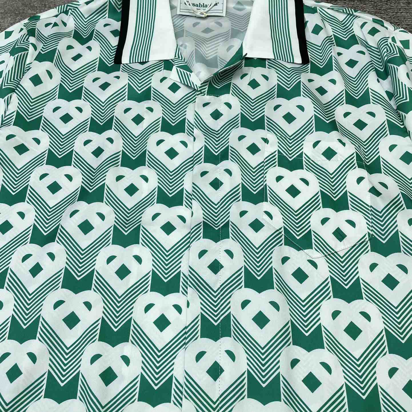 Casablanca Cuban Collar Short-Sleeve Shirt 'Heart Monogram Sport'   CA3482 - PerfectKickZ