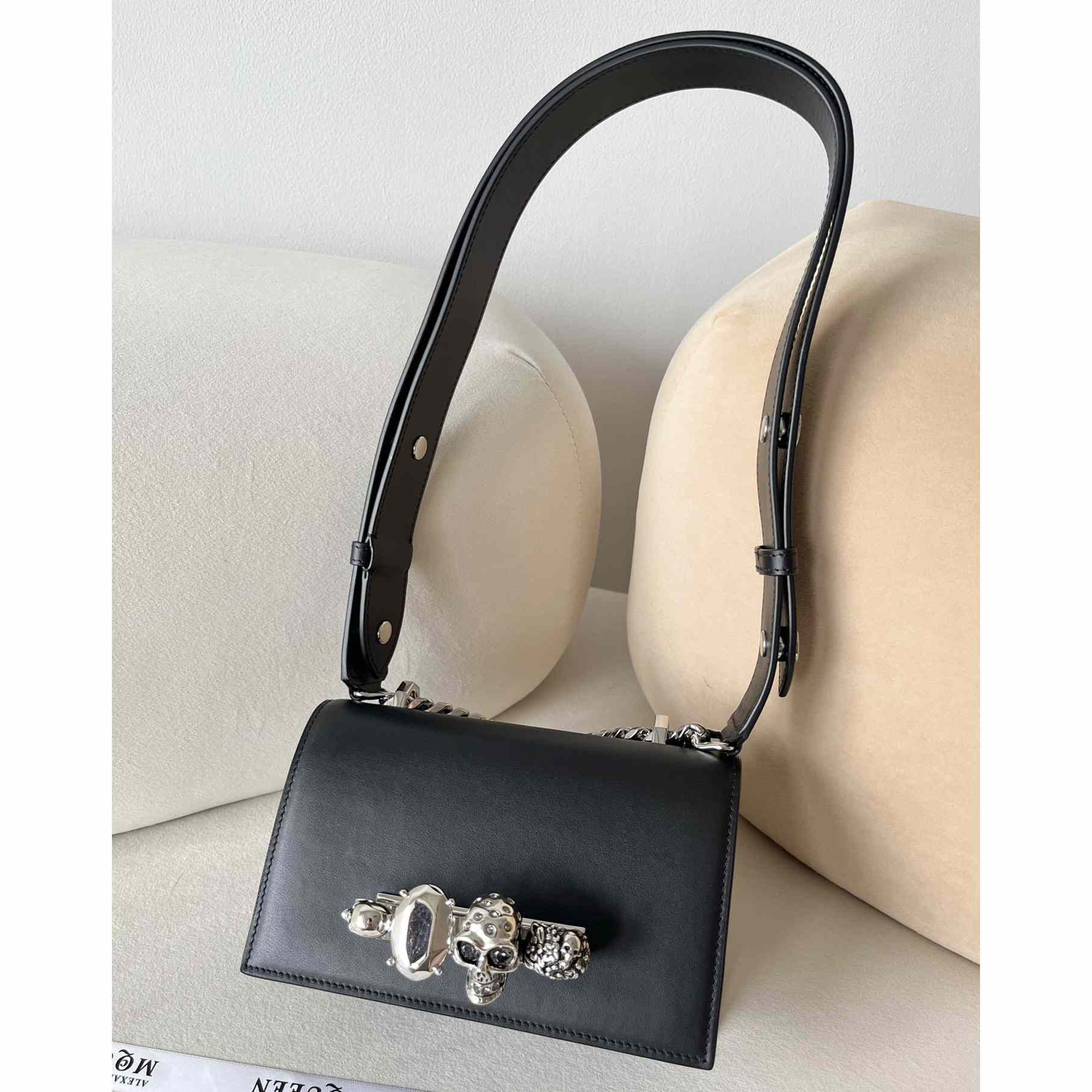 Alexander McQueen The Biker Mini Jewelled Satchel 'Black' (18*12*6cm) - PerfectKickZ