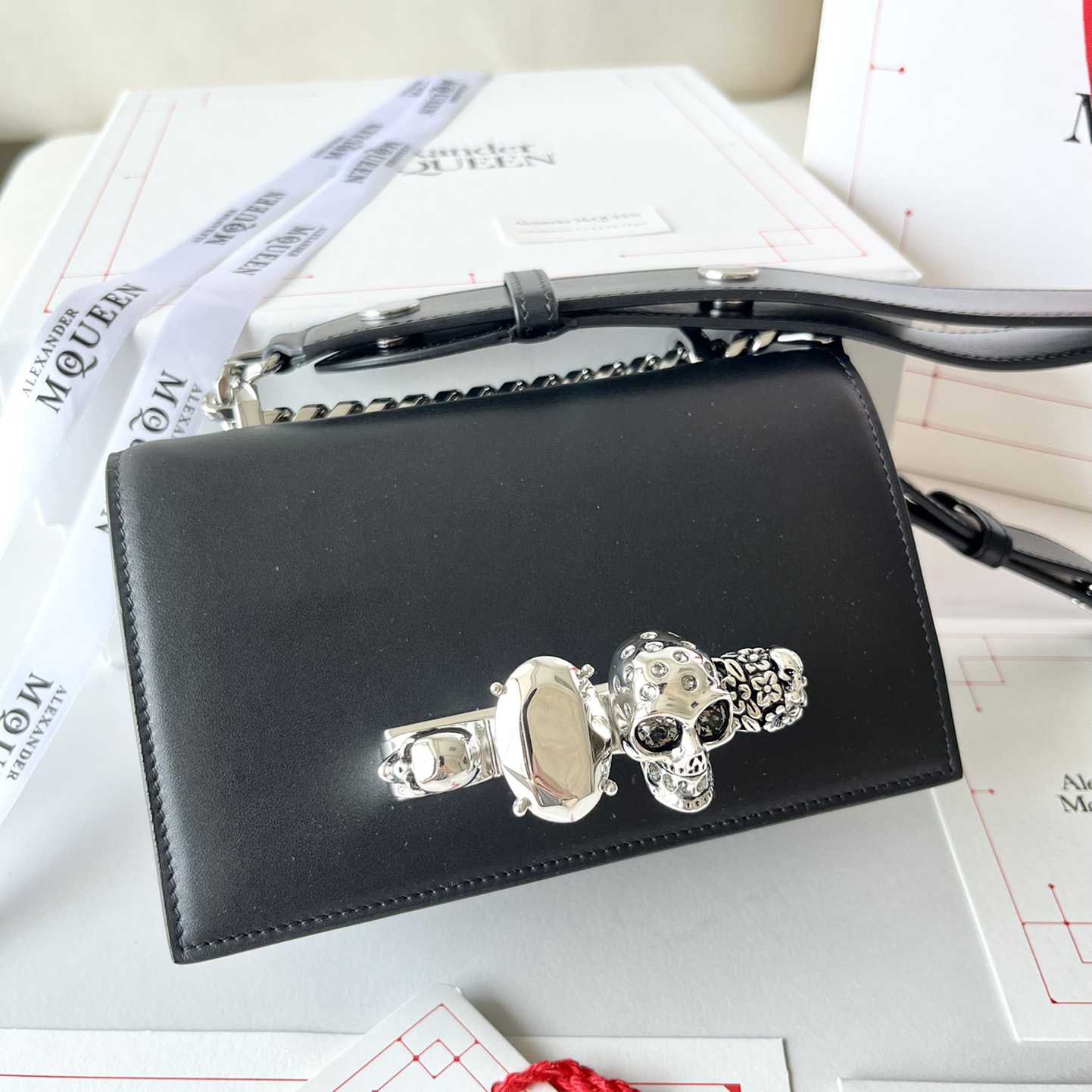Alexander McQueen The Biker Mini Jewelled Satchel 'Black' (18*12*6cm) - PerfectKickZ