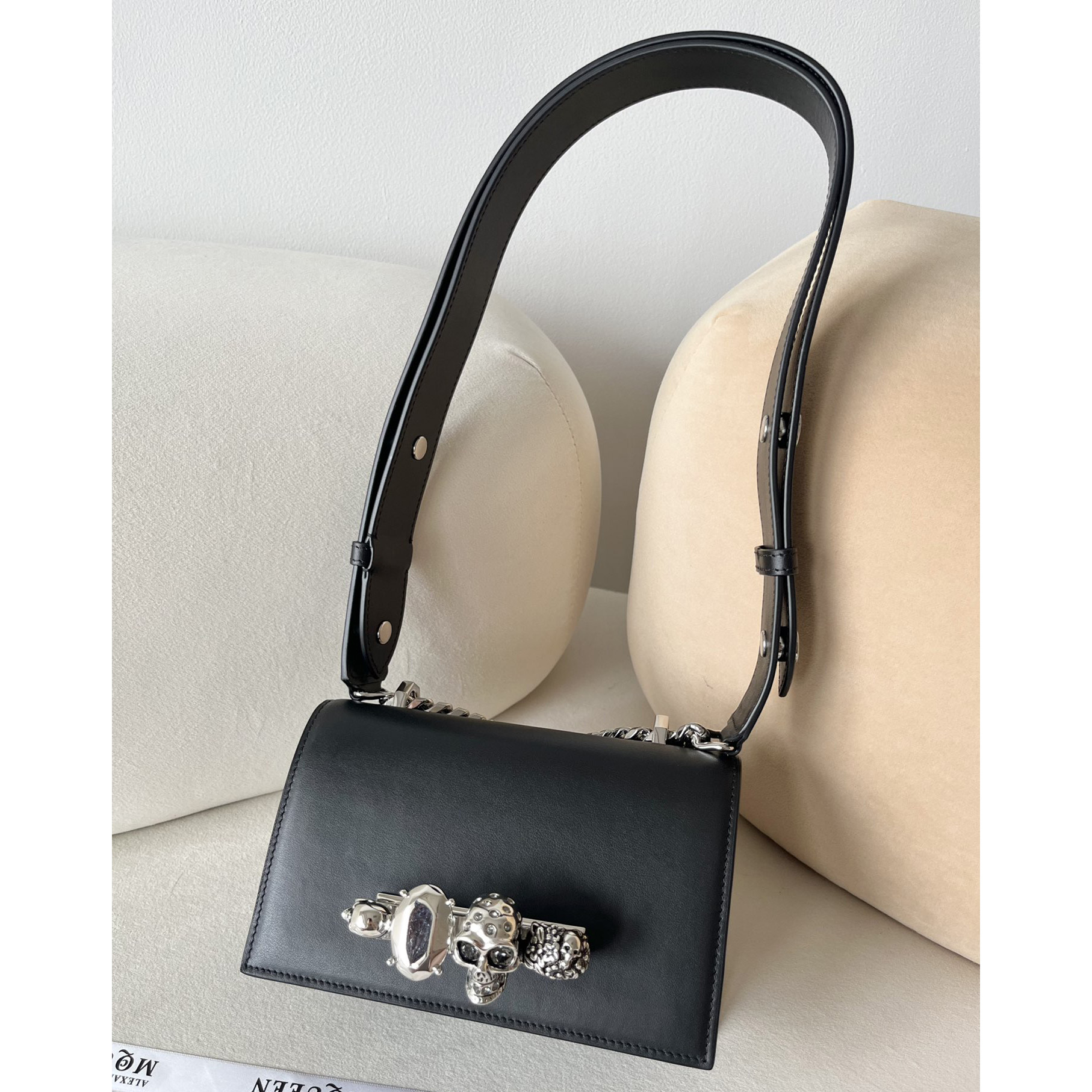 Alexander McQueen The Biker Mini Jewelled Satchel 'Black' (18*12*6cm) - PerfectKickZ