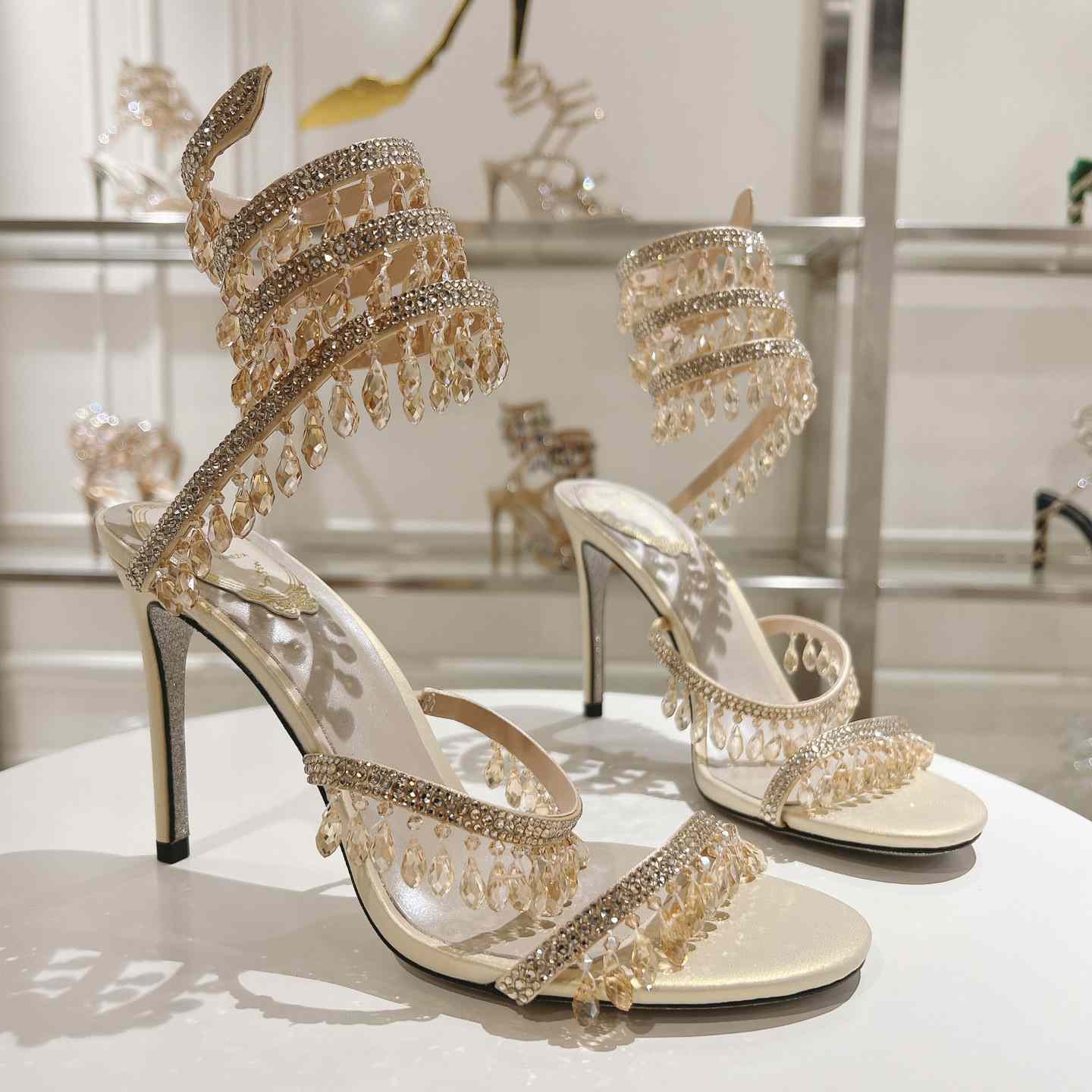 Rene Caovilla Natural Chandelier Sandals - PerfectKickZ