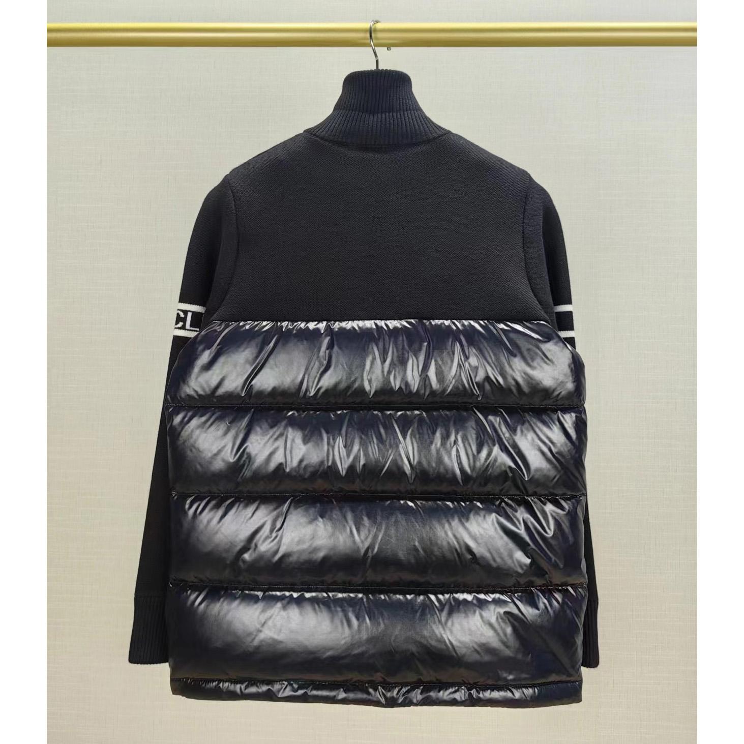 Moncler Navy Paneled Down Cardigan - PerfectKickZ