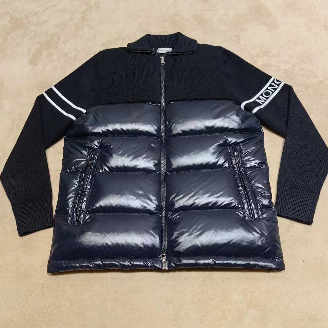 Moncler Navy Paneled Down Cardigan - PerfectKickZ
