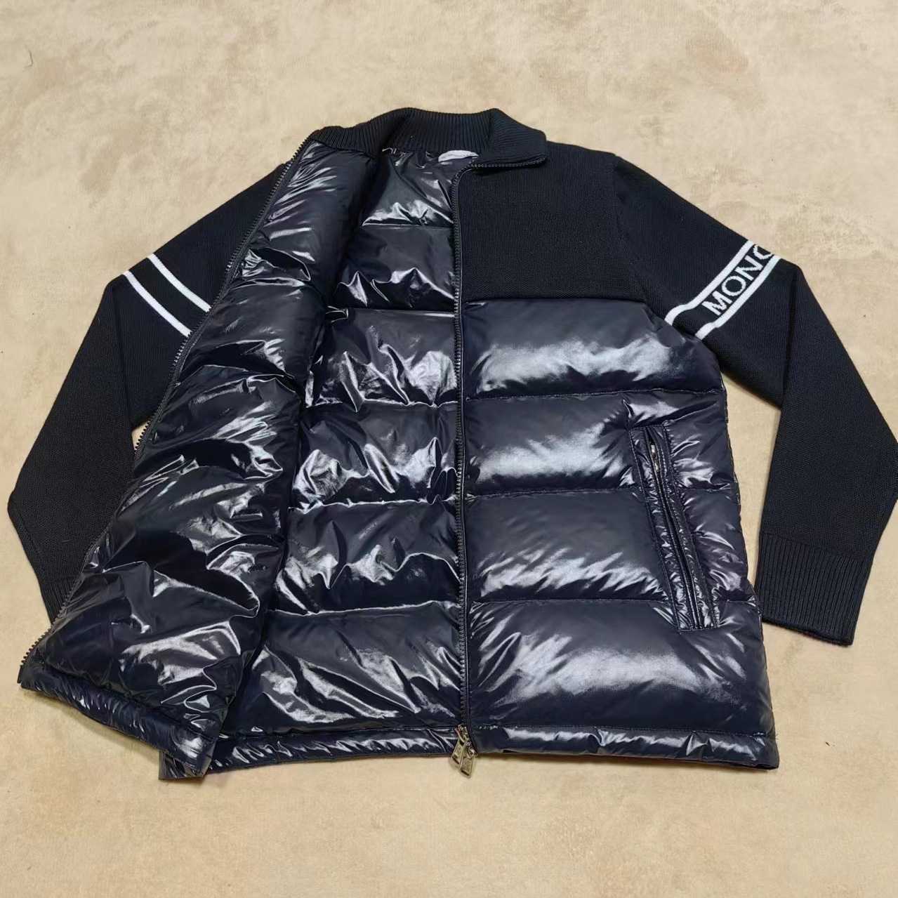 Moncler Navy Paneled Down Cardigan - PerfectKickZ