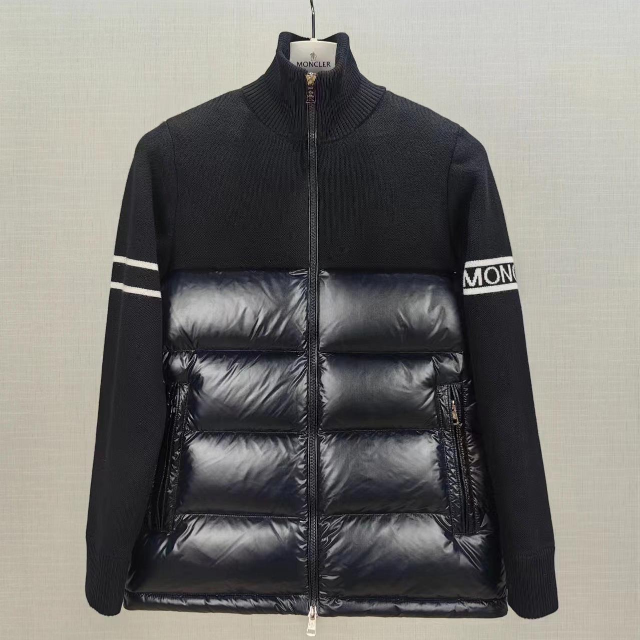 Moncler Navy Paneled Down Cardigan - PerfectKickZ