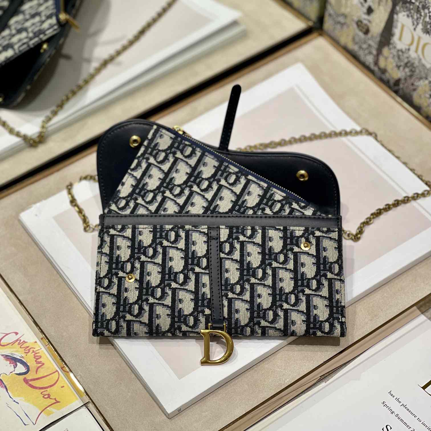 Dior Saddle Pouch With Chain - 