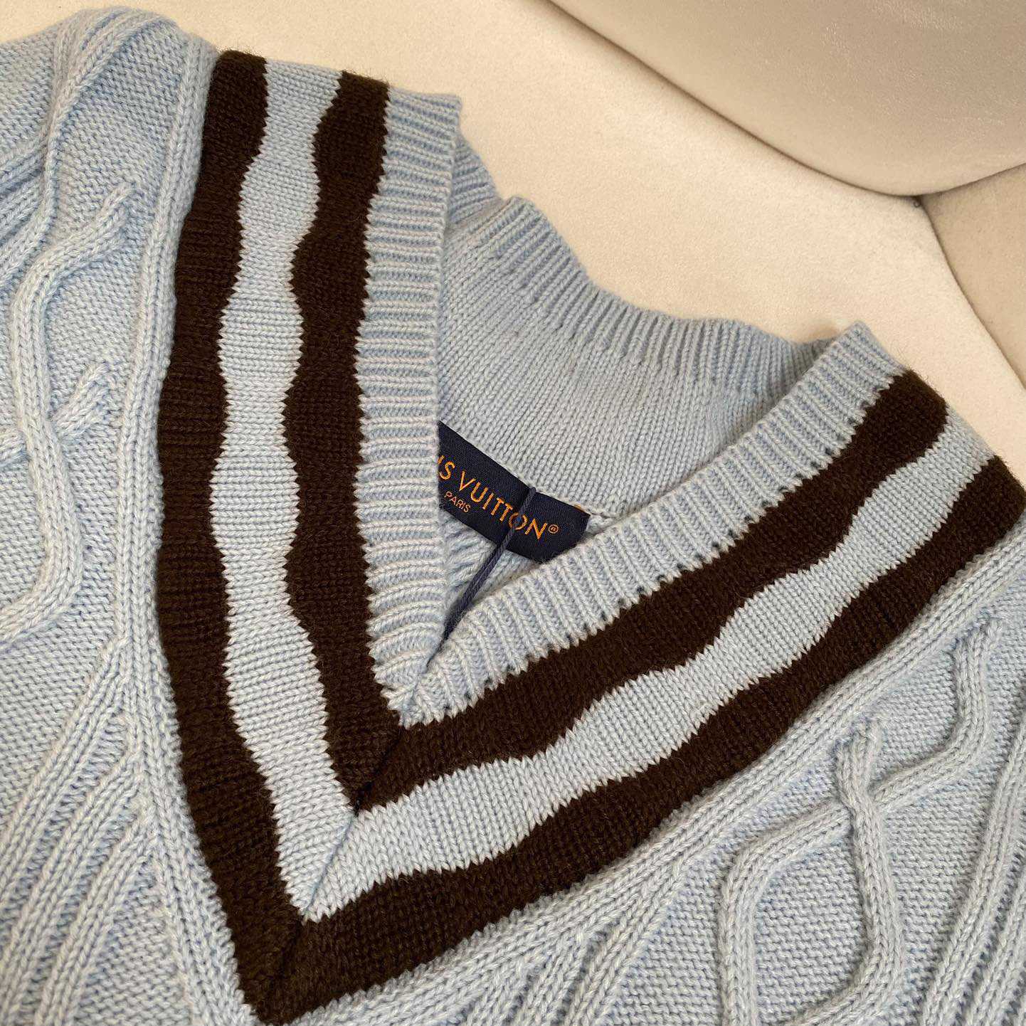 Louis Vuitton Cable-Knit Wool And Mohair V-Neck Pullover   1AFPYY - PerfectKickZ