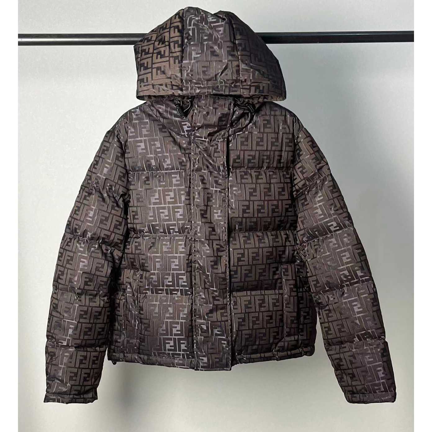 Fendi Brown Tech Fabric Down Jacket - PerfectKickZ