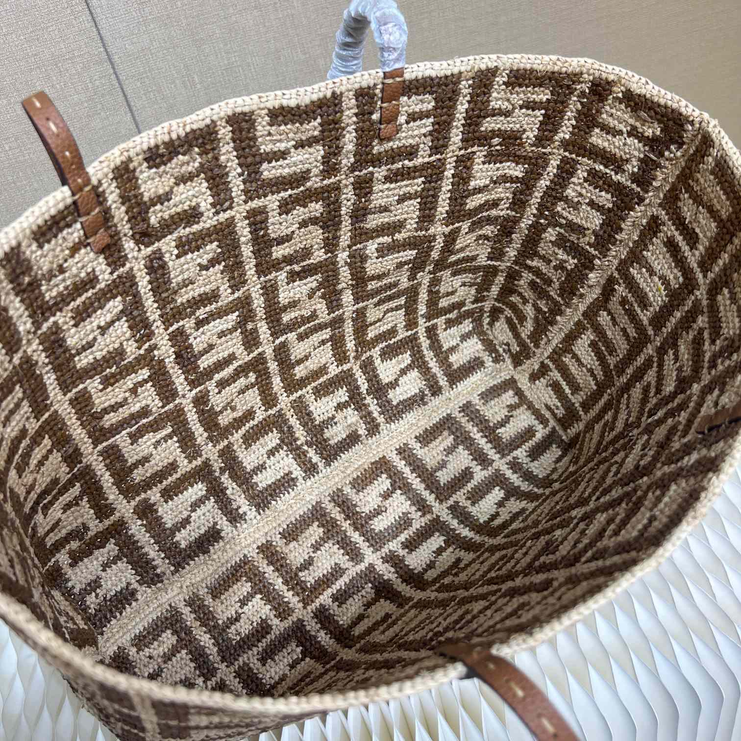 Fendi Roll Brown FF Raffia Crochet Shopper (35-32-19.5cm) - PerfectKickZ