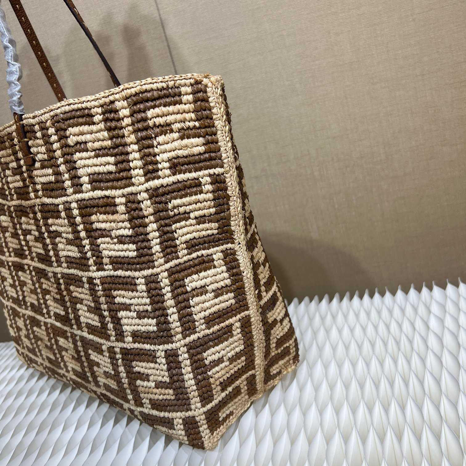 Fendi Roll Brown FF Raffia Crochet Shopper (35-32-19.5cm) - PerfectKickZ