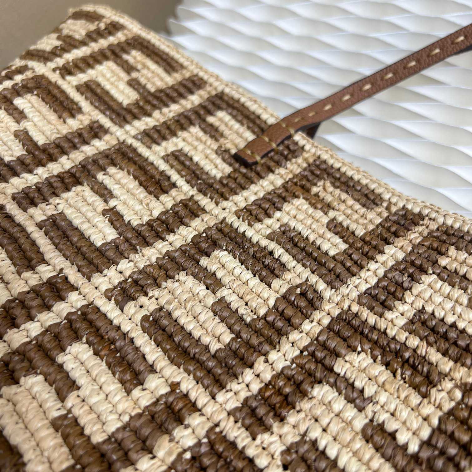 Fendi Roll Brown FF Raffia Crochet Shopper (35-32-19.5cm) - PerfectKickZ
