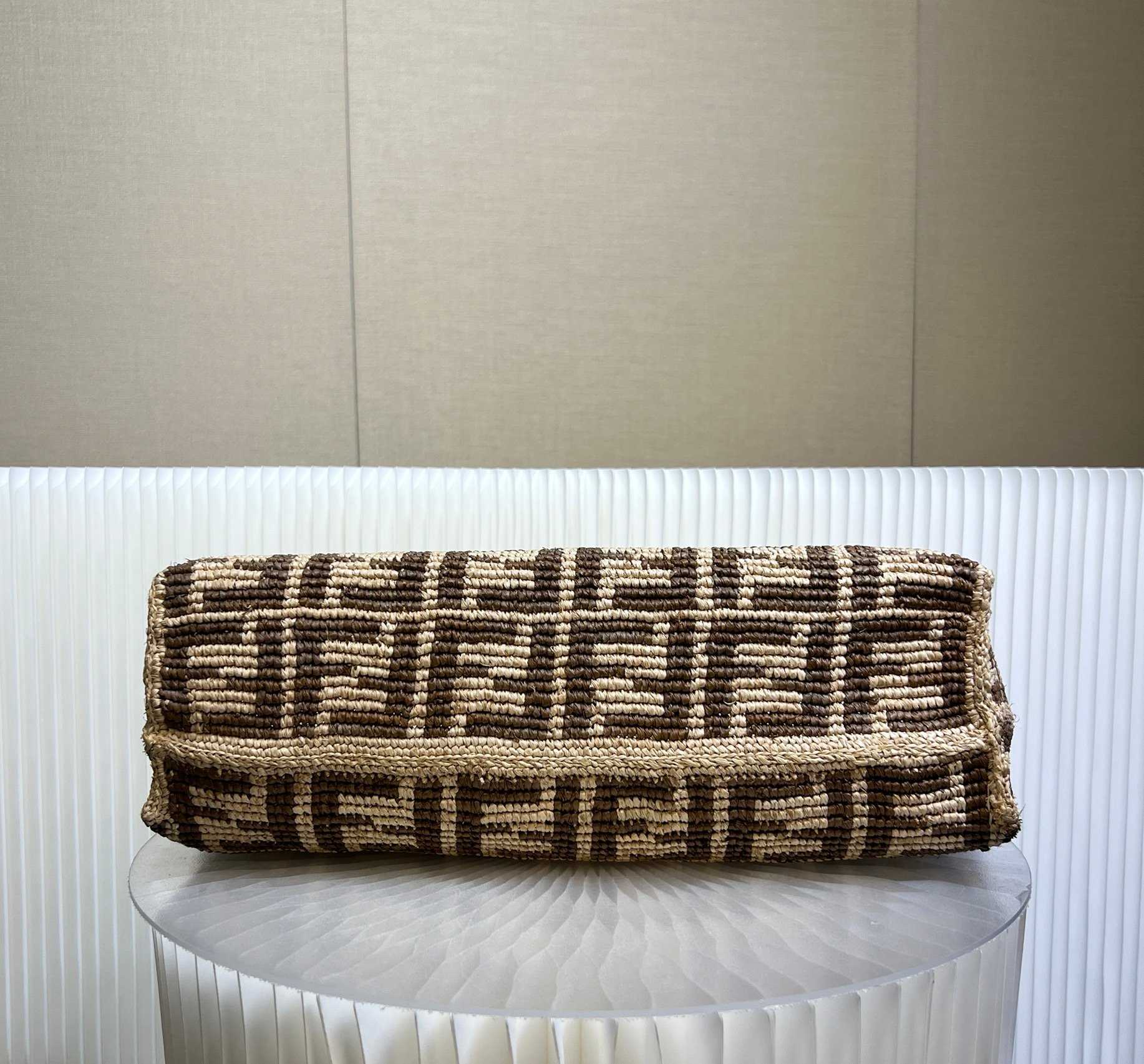 Fendi Roll Brown FF Raffia Crochet Shopper (35-32-19.5cm) - PerfectKickZ
