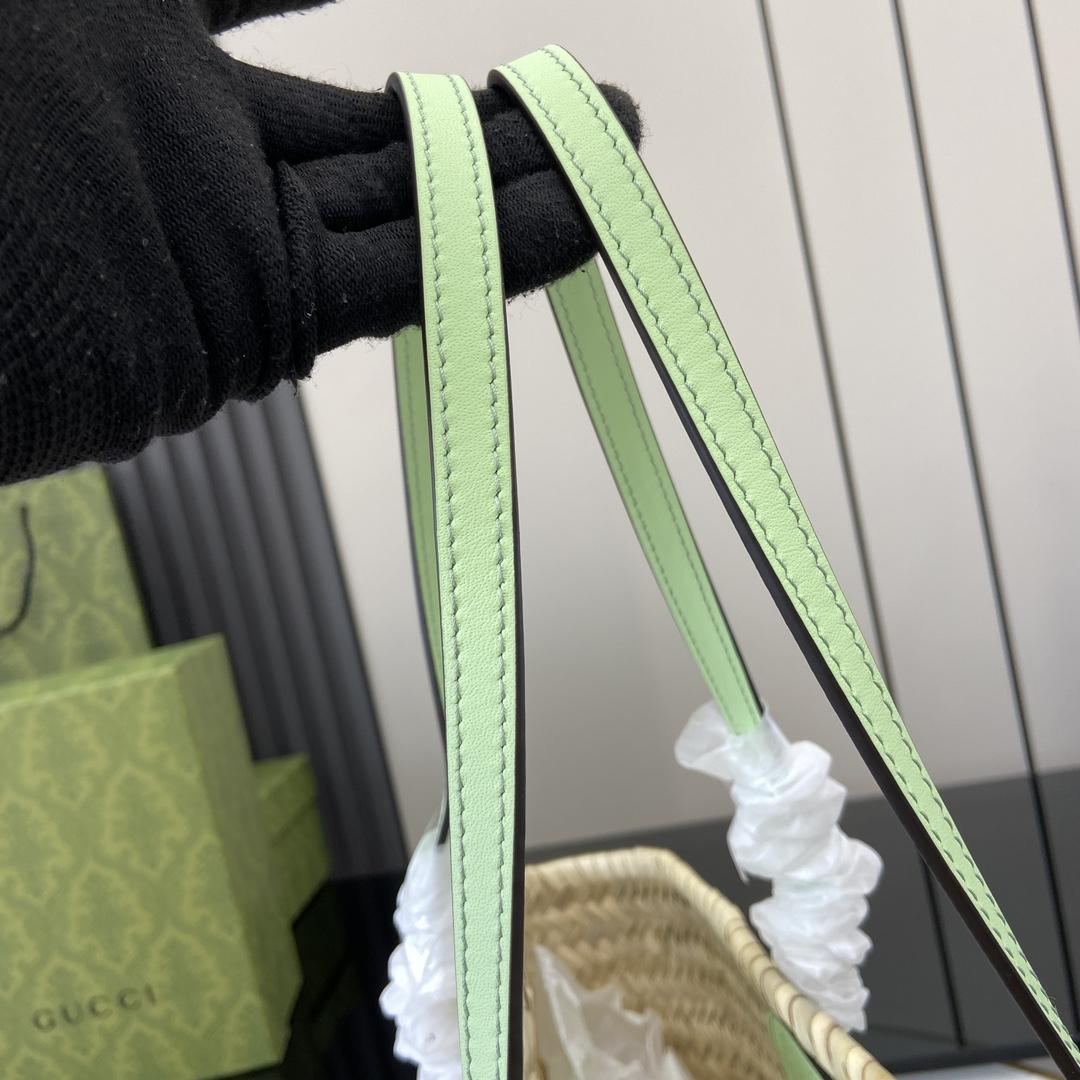 Gucci Small Straw Tote With Gucci Logo - PerfectKickZ
