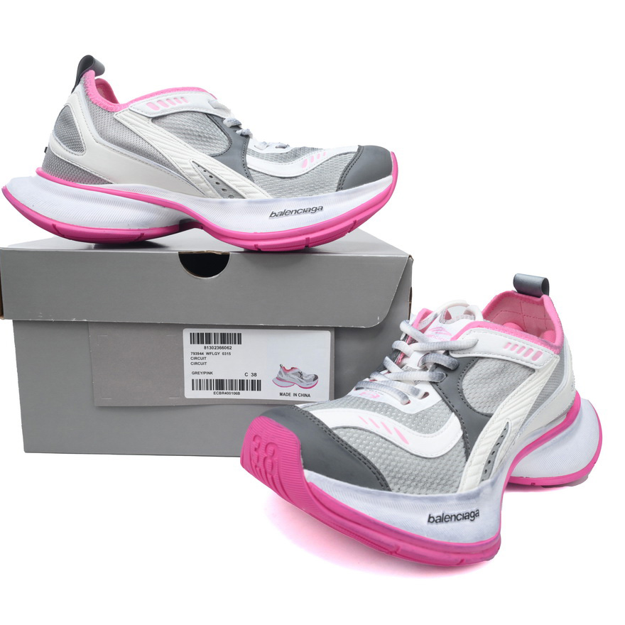 Balenciaga Circuit Sneaker In Grey, White And Pink - PerfectKickZ